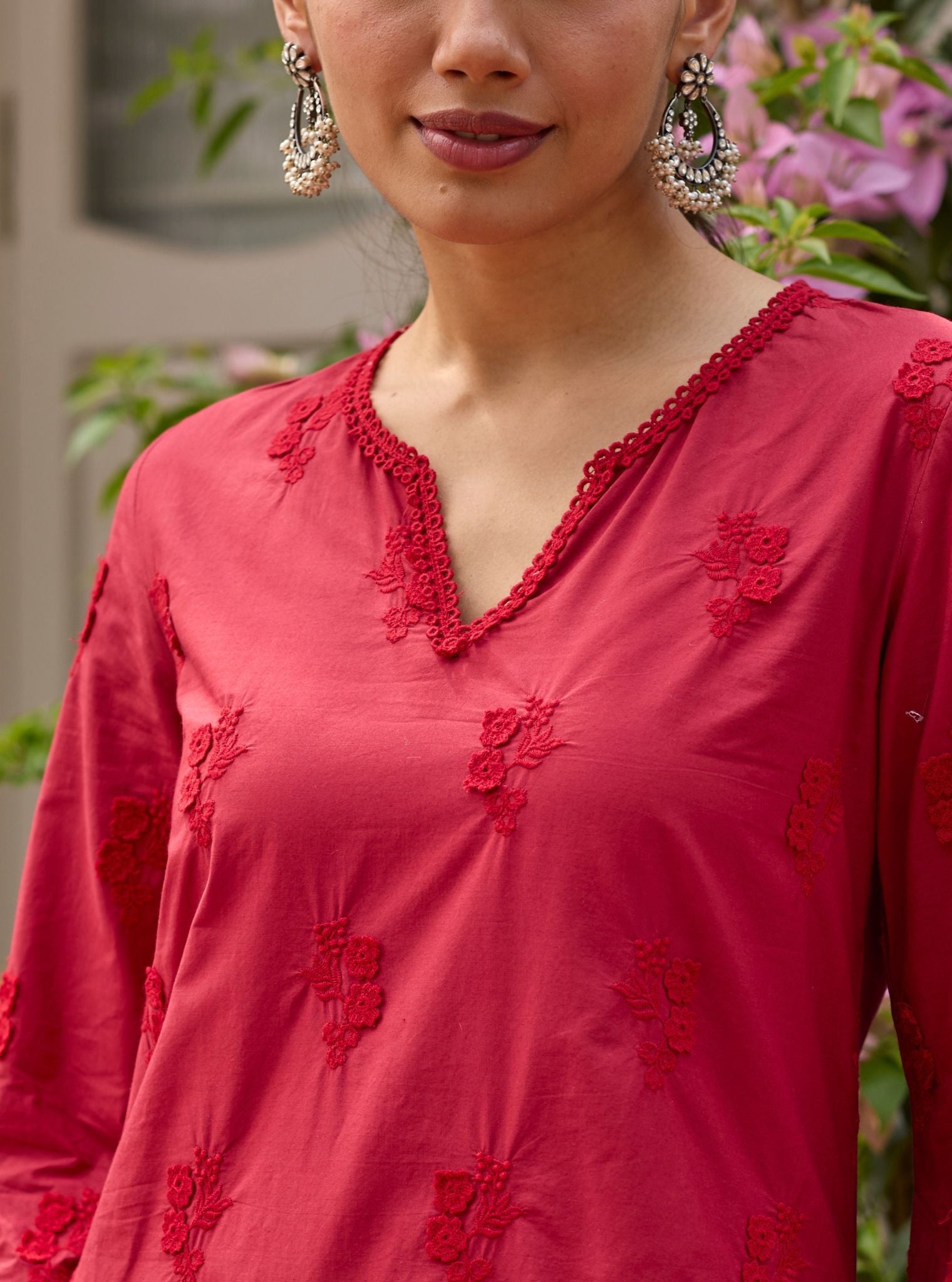 Vae Supima Cotton Red Kurta Set