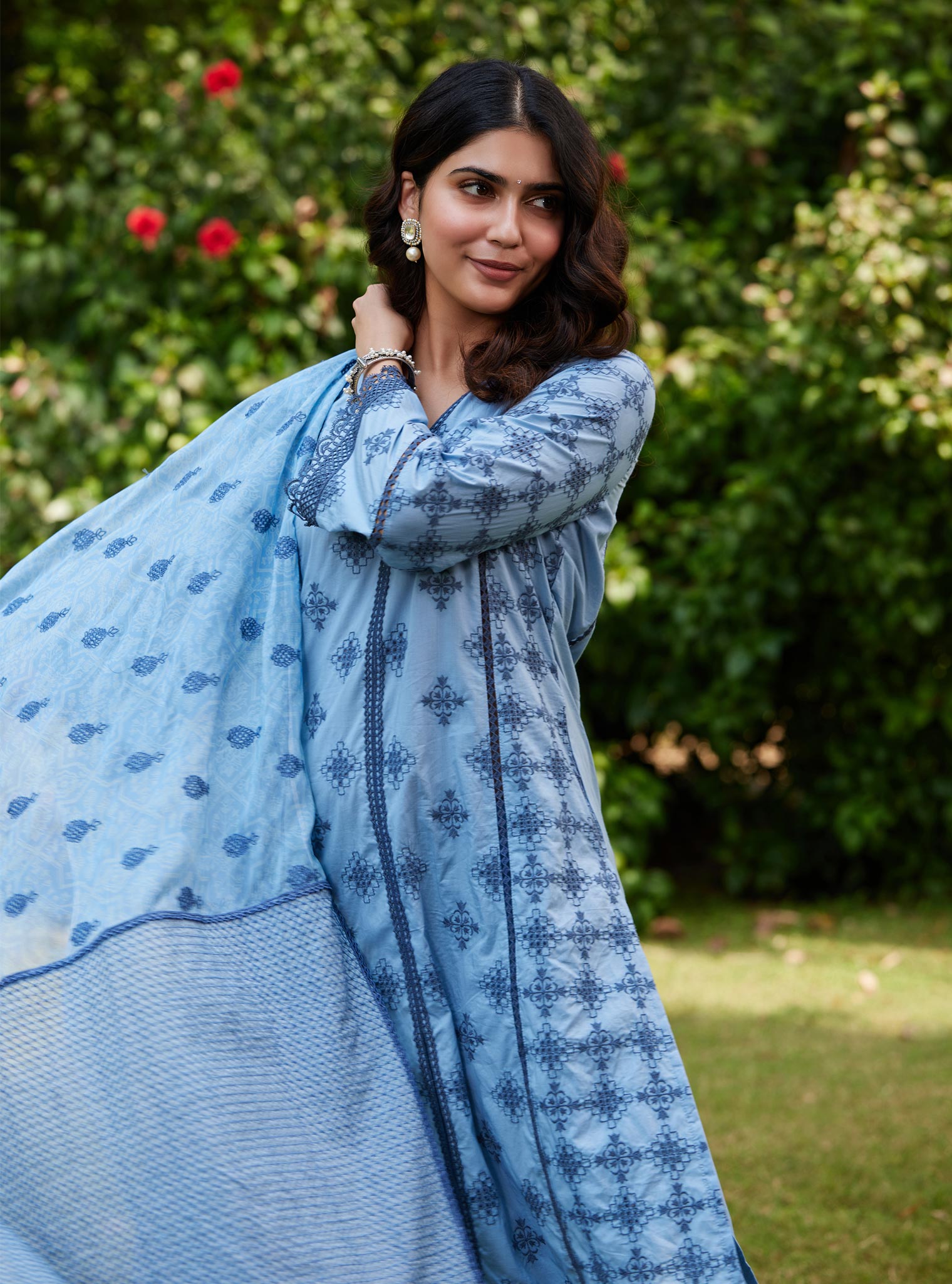 Mulmul Mehr Dark Blue Dupatta