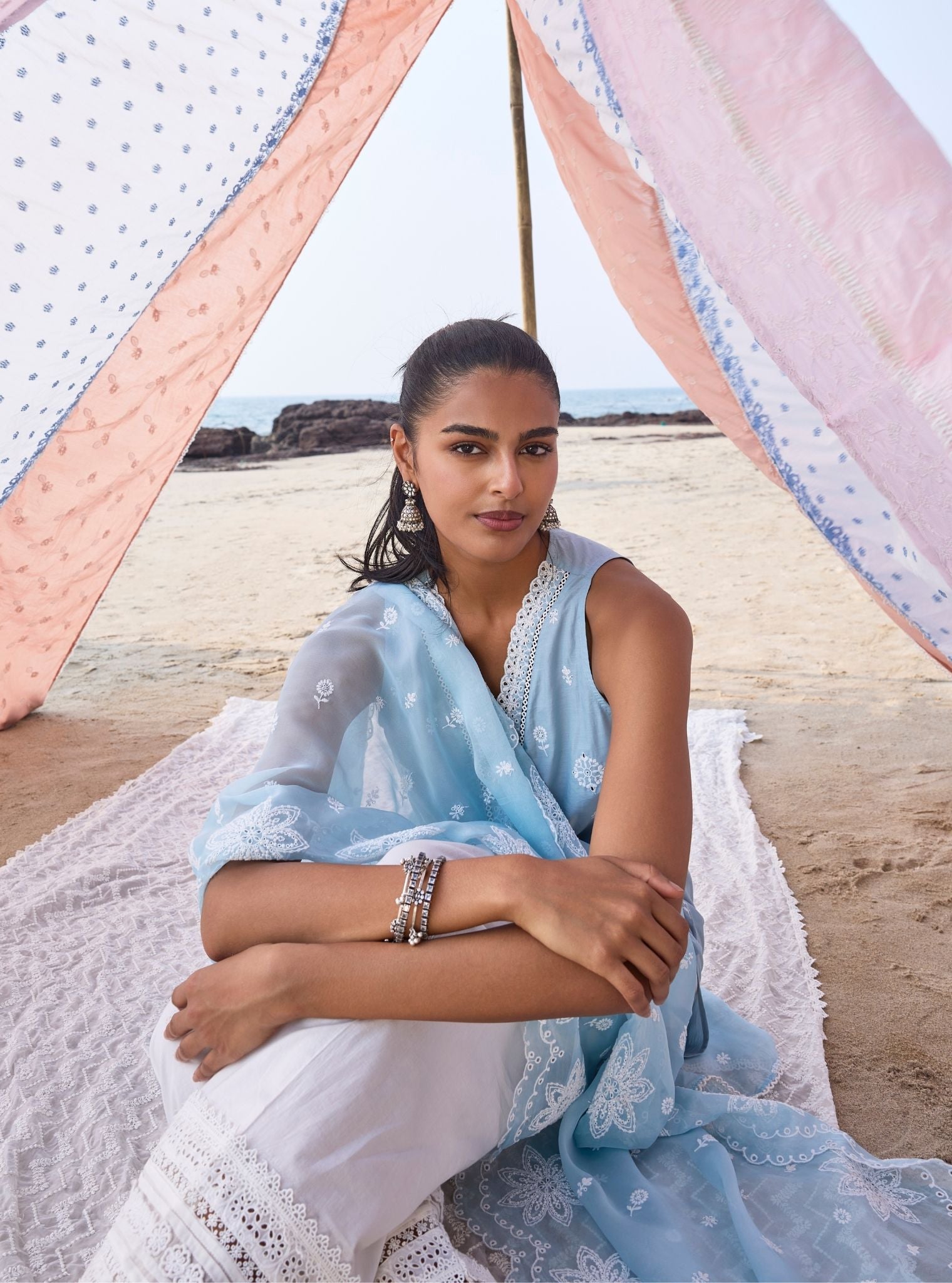 Zoa Supima Cotton Blue Kurta Set