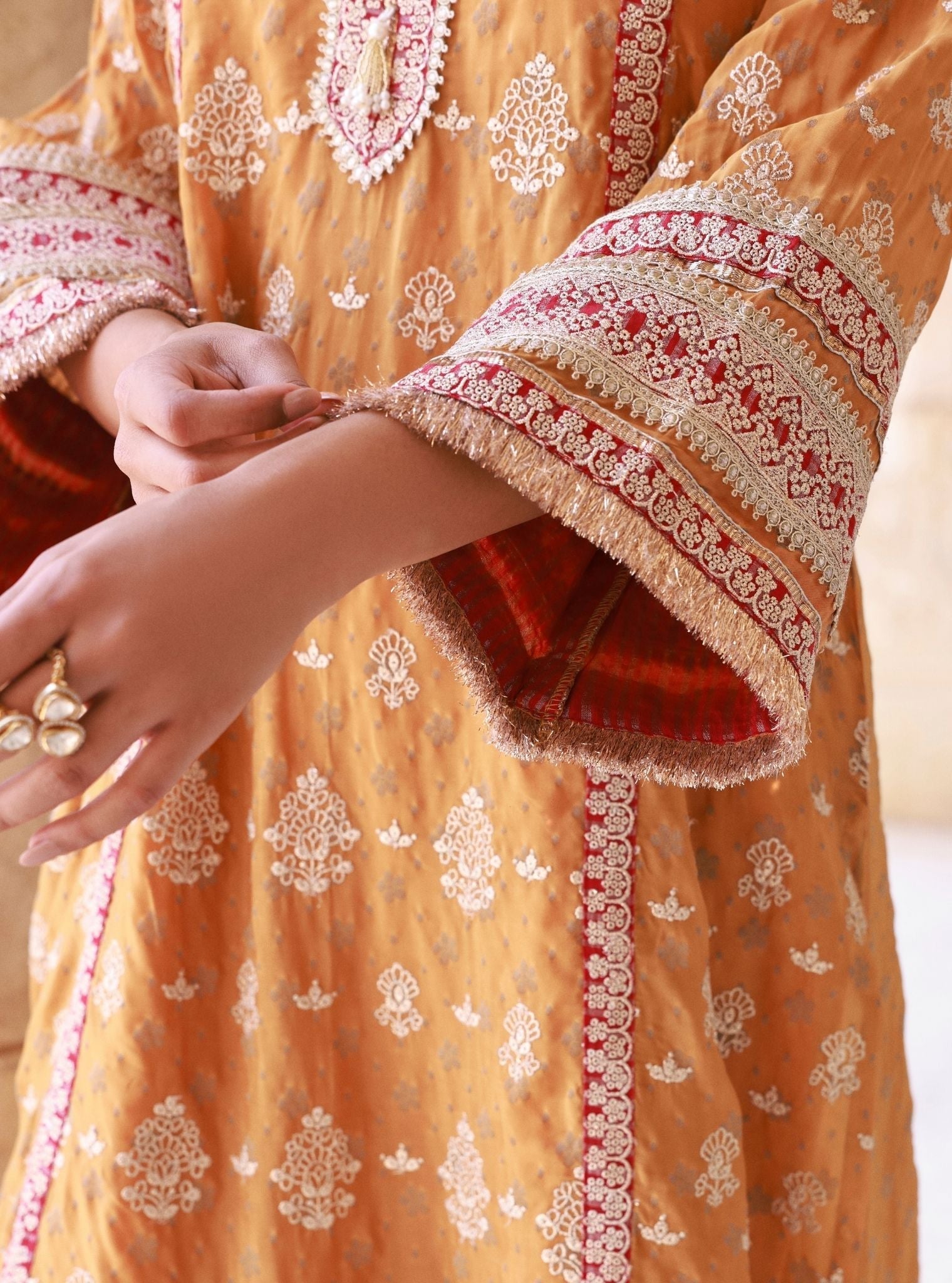 Aryela Banarasi Mustard Kurta Set