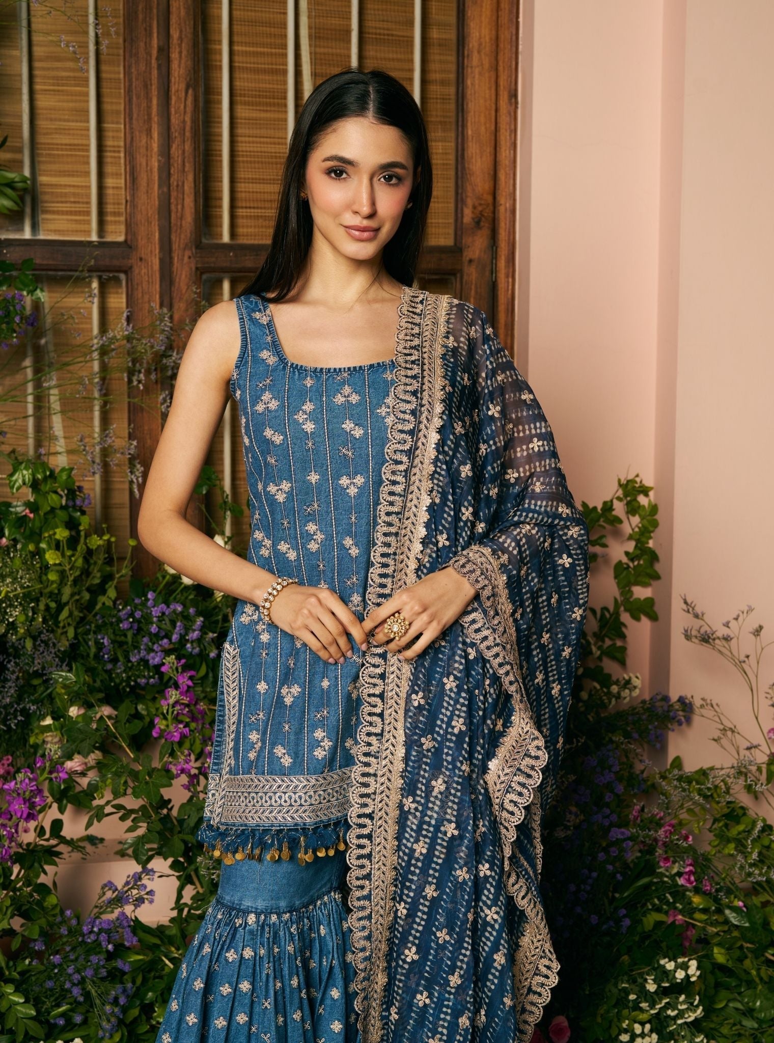 Muski Denim Blue Garara Set