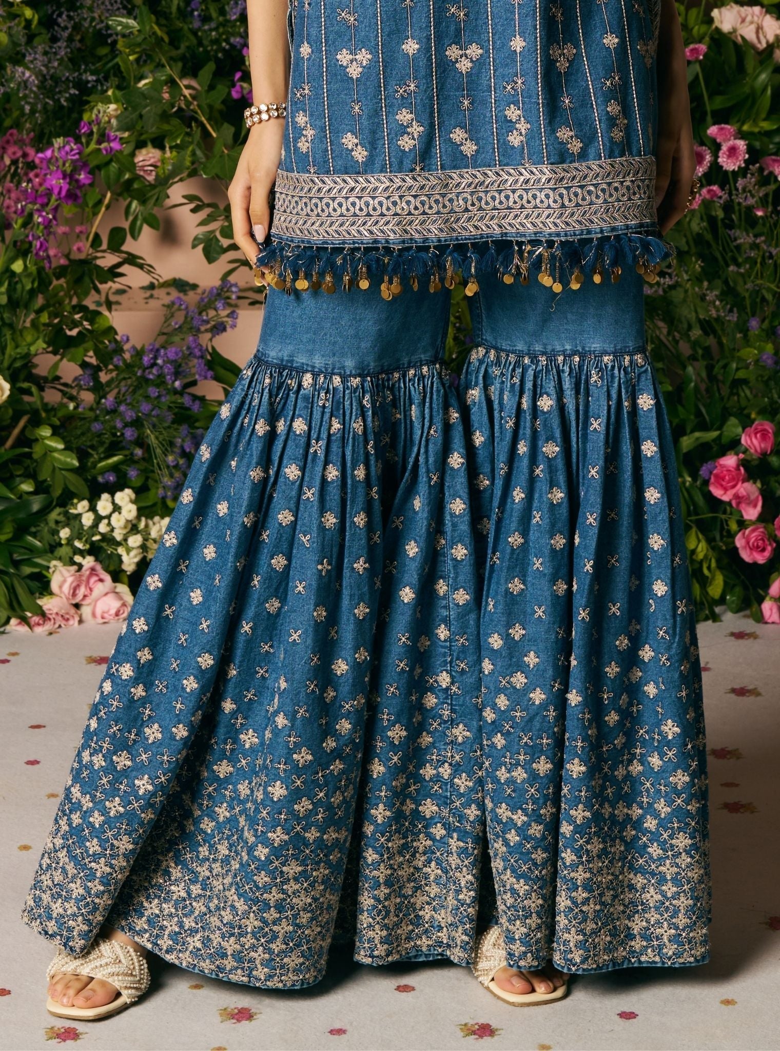 Muski Denim Blue Garara Set