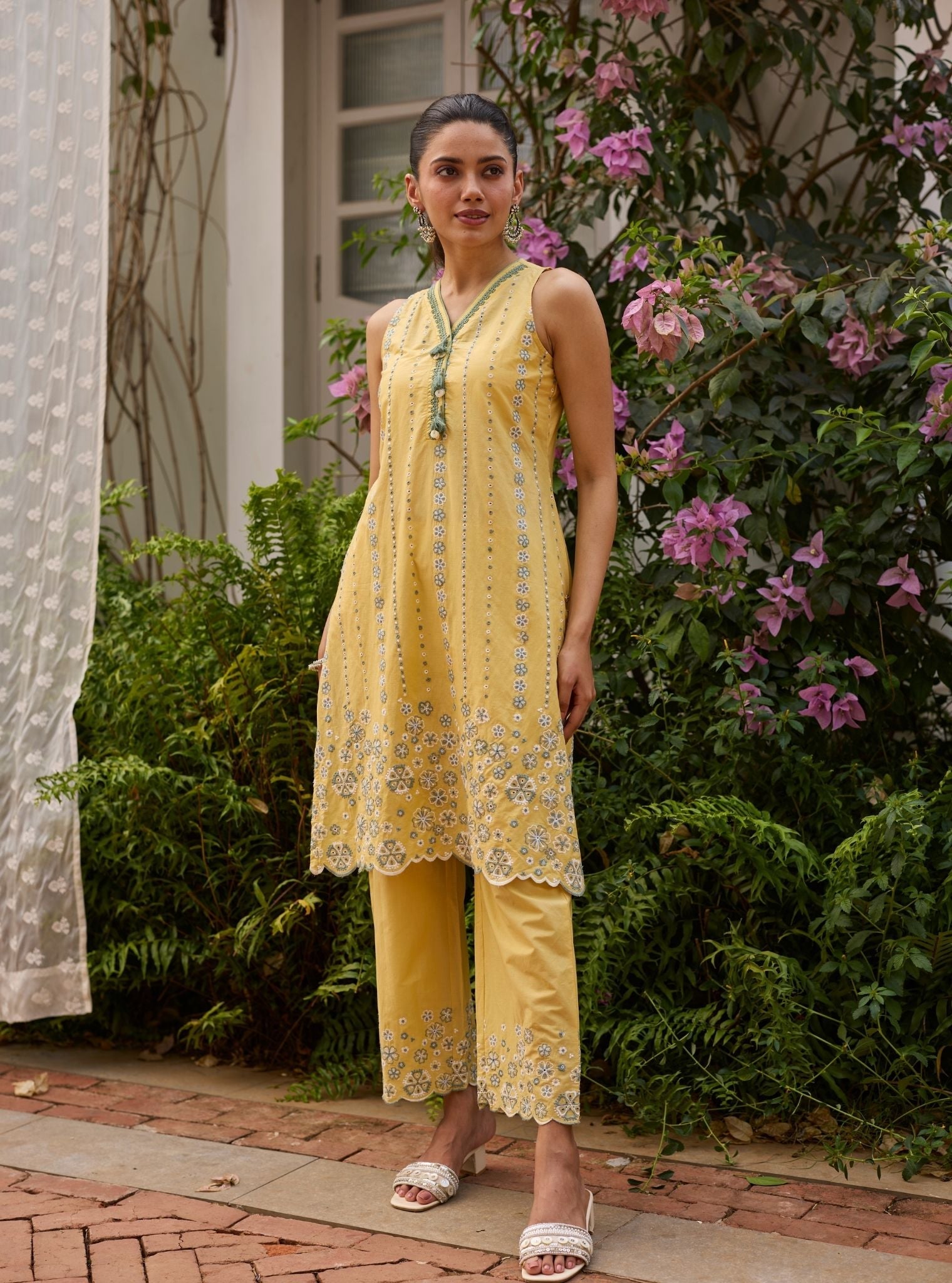 Elra Supima Cotton Yellow Kurta Set
