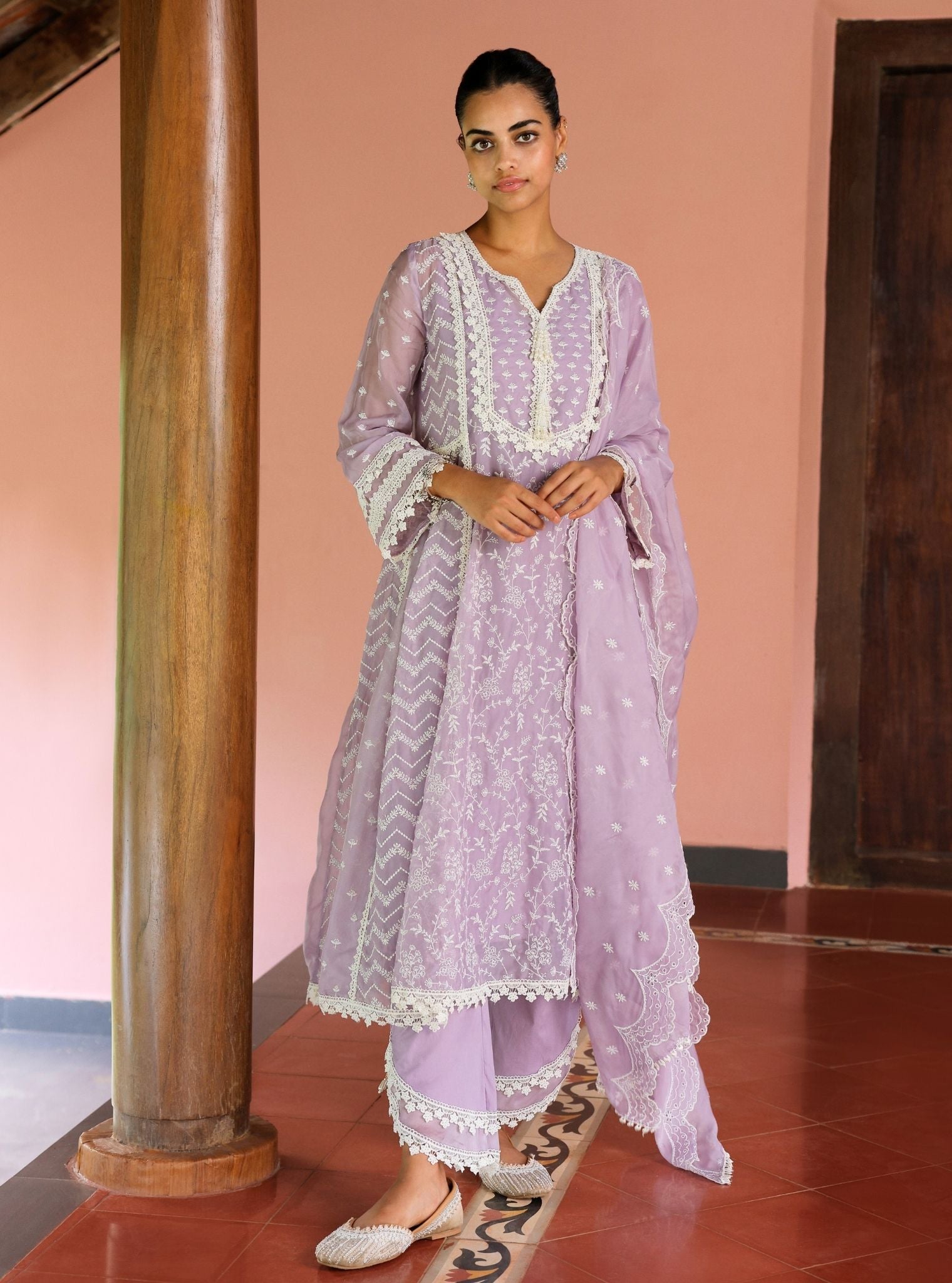 Keerth Organza Lavender Anarkali Kurta Set
