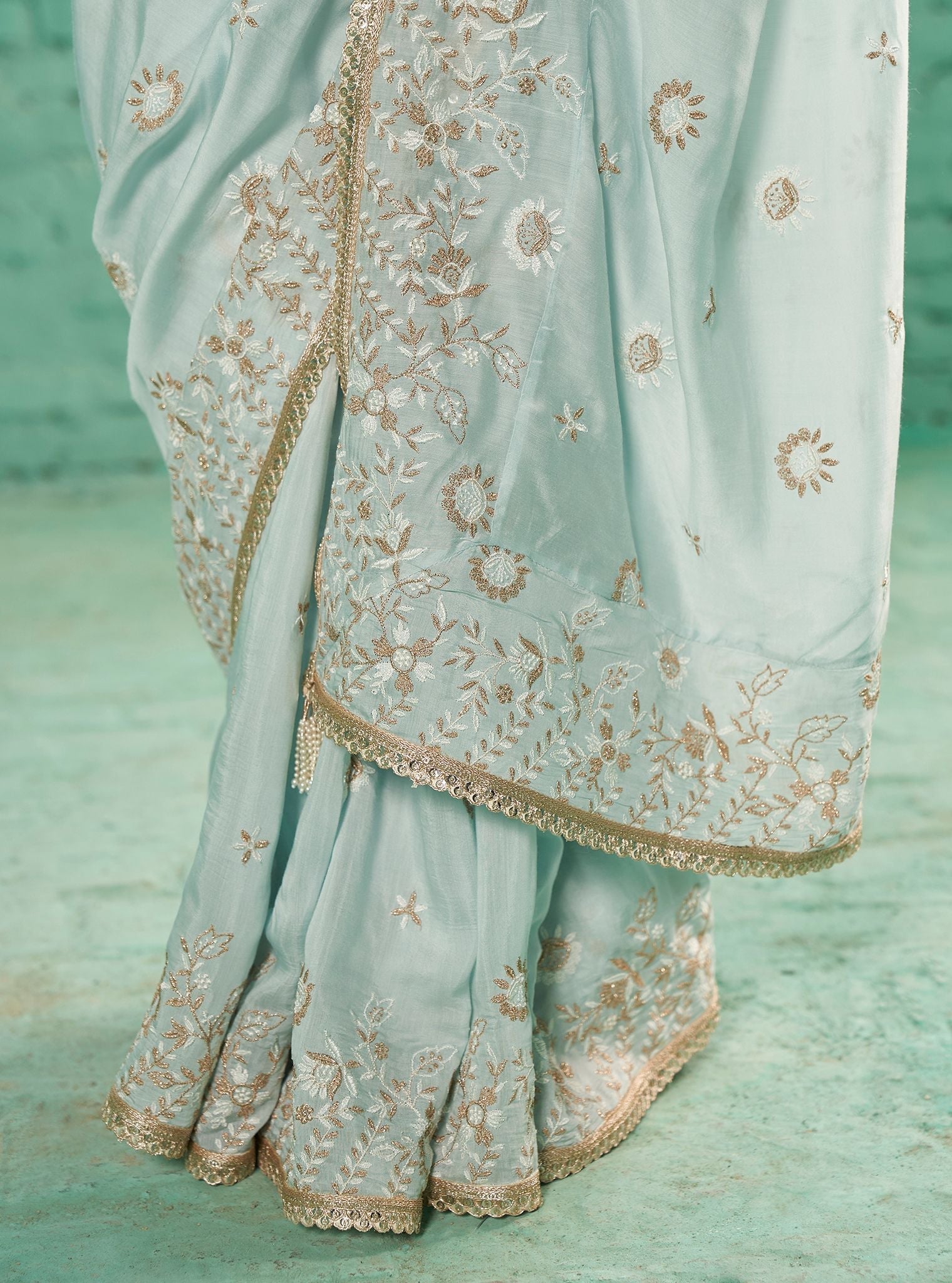 Mulmul Silk Dara Light Blue Saree