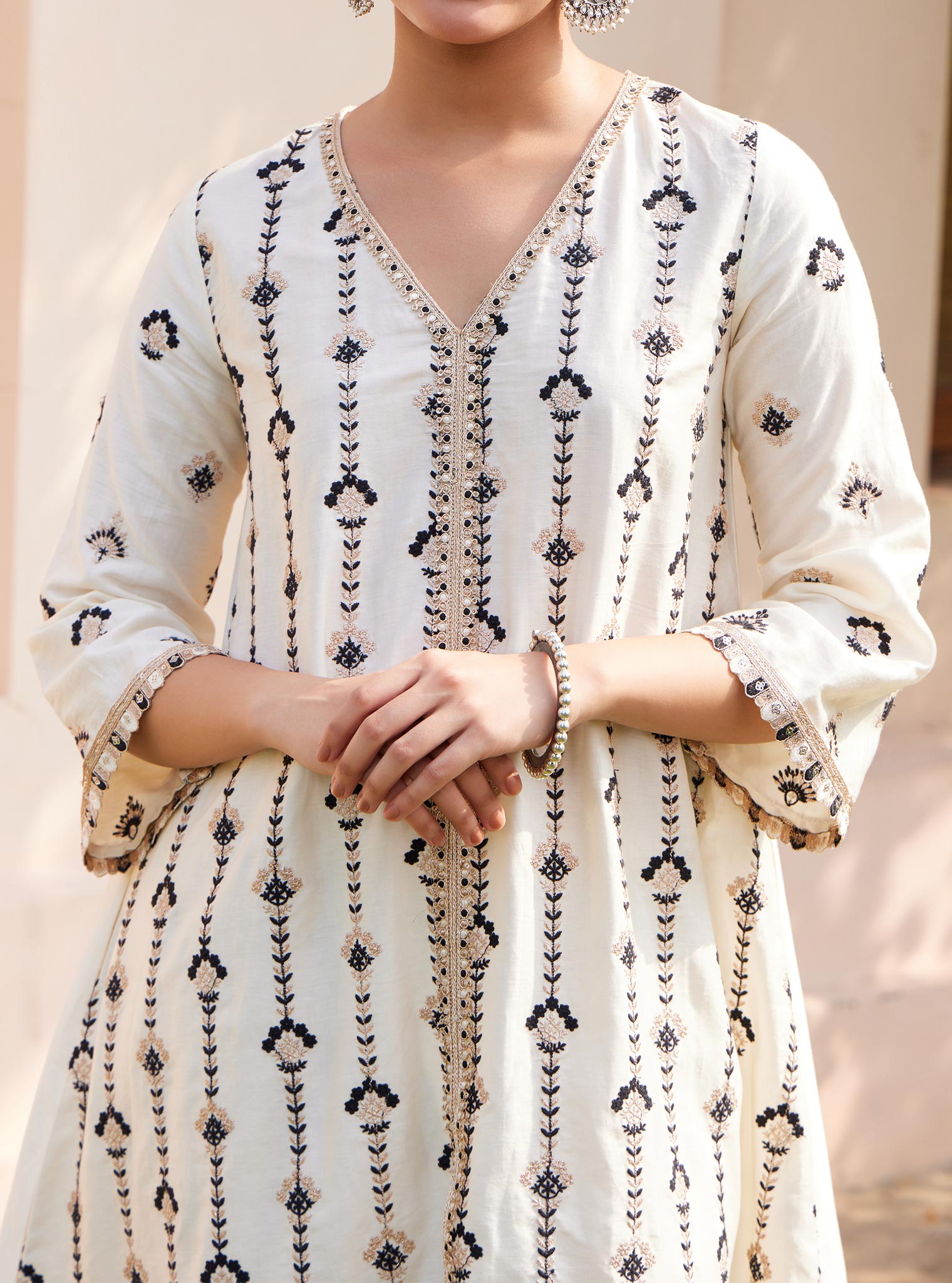 Mulmul Pima Suvasi Off White Kurta