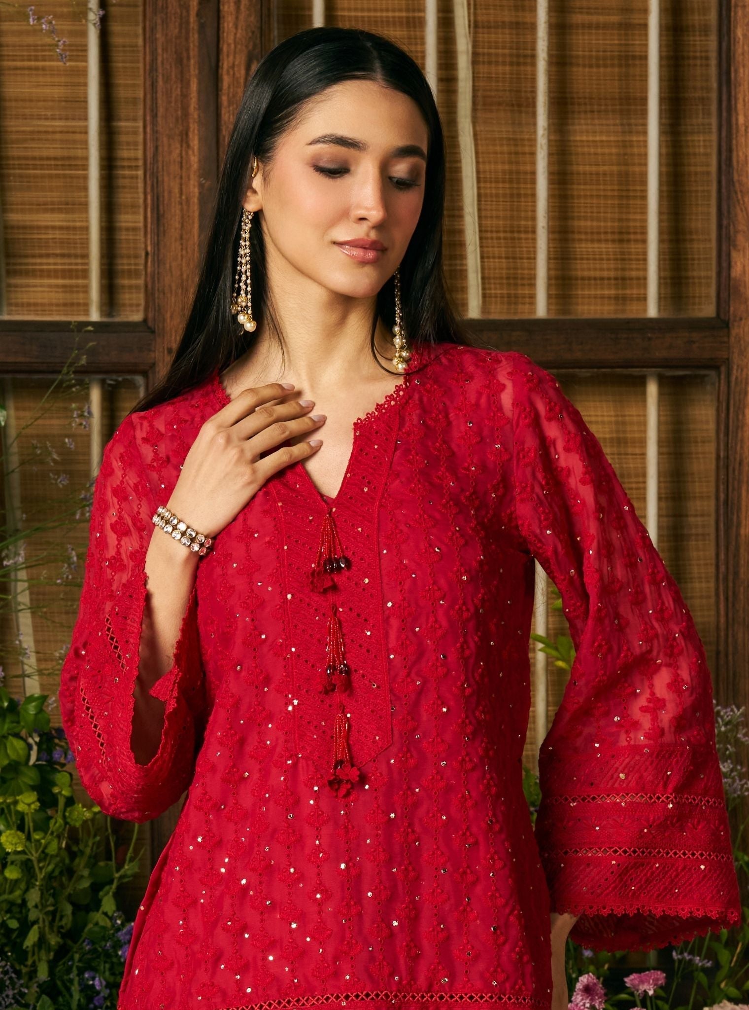 Kilol Organza Red Lehenga