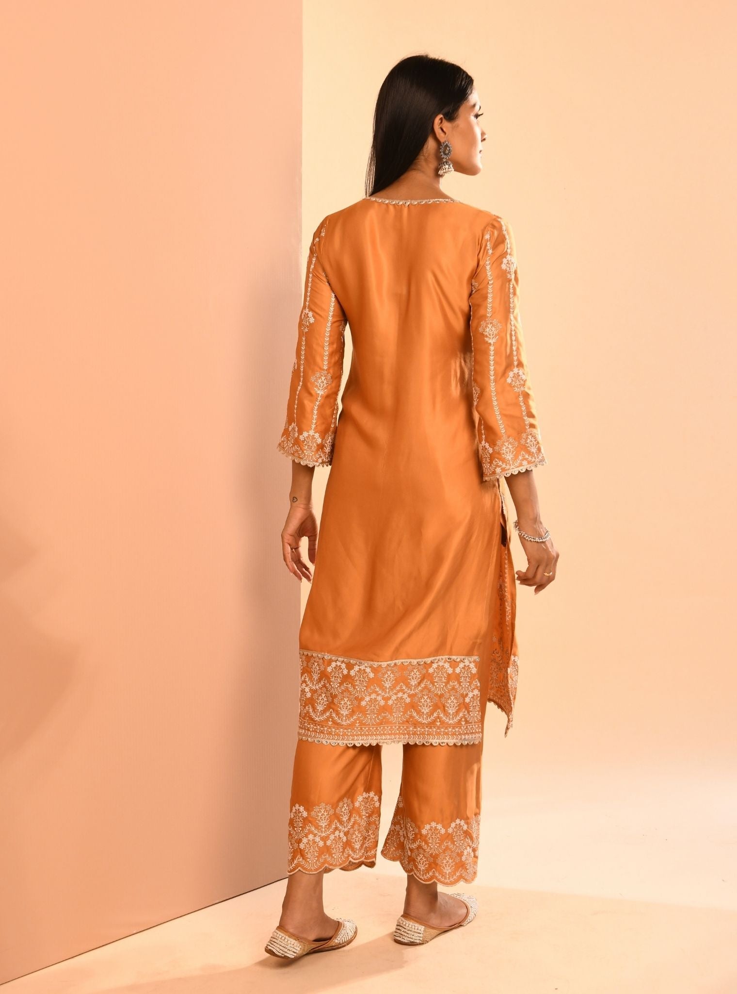 Mulmul Cupro Zoya Orange Pant