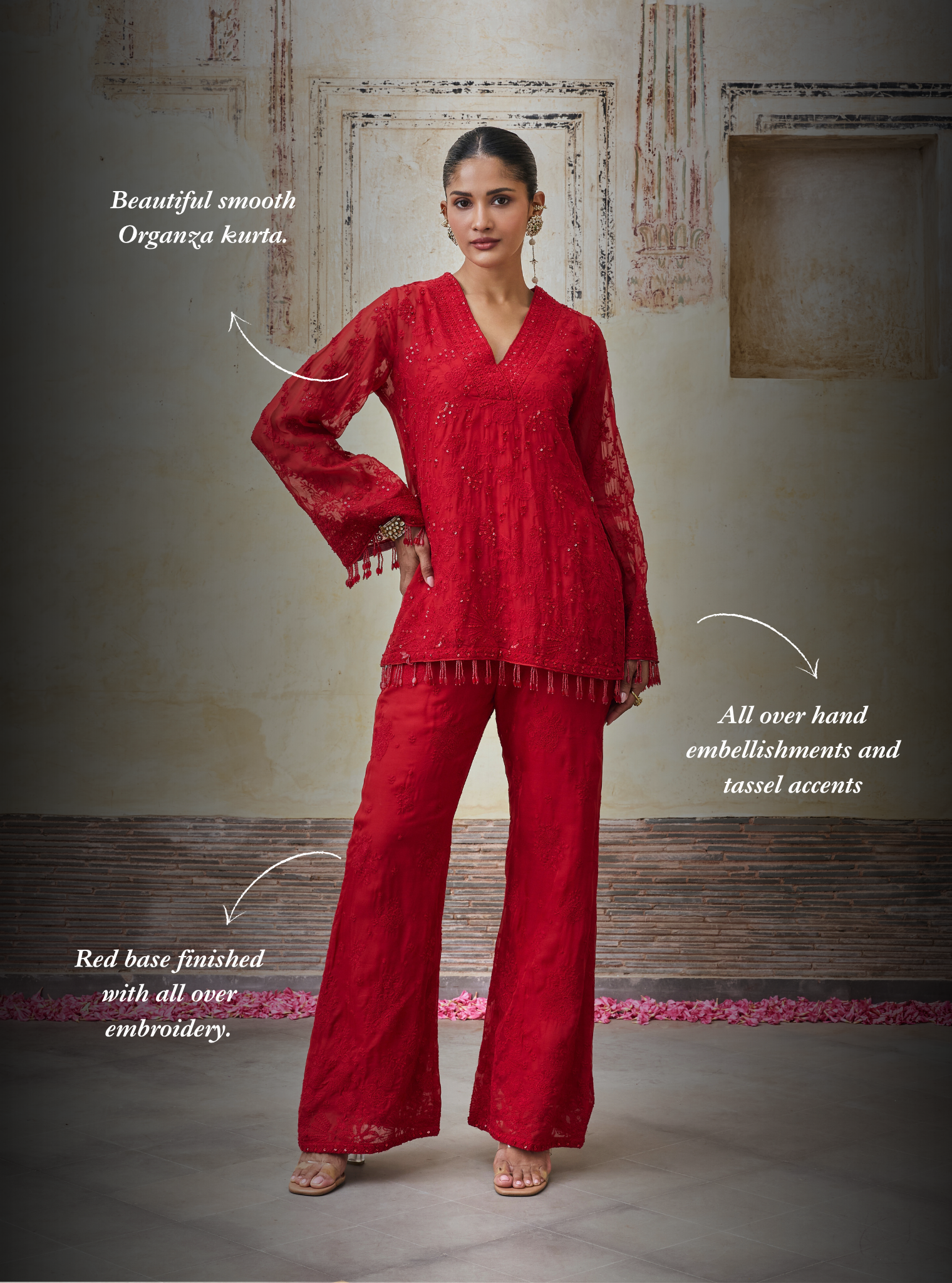 Reja Organza Red Co-ord Set