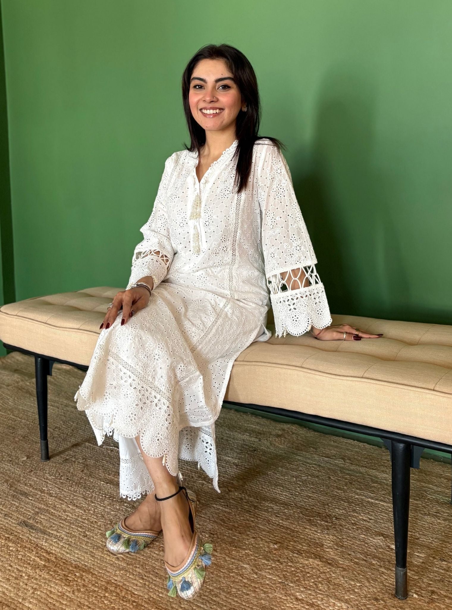 Aaira Supima Cotton White Kurta Set