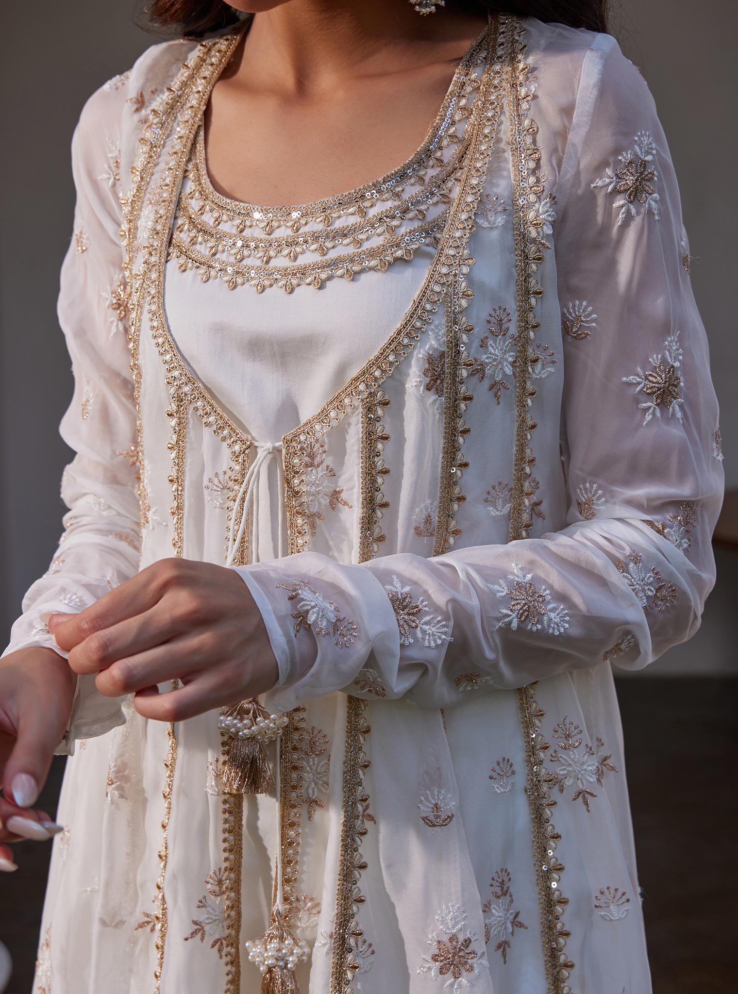 Agira Organza Off White Anarkali Kurta Set