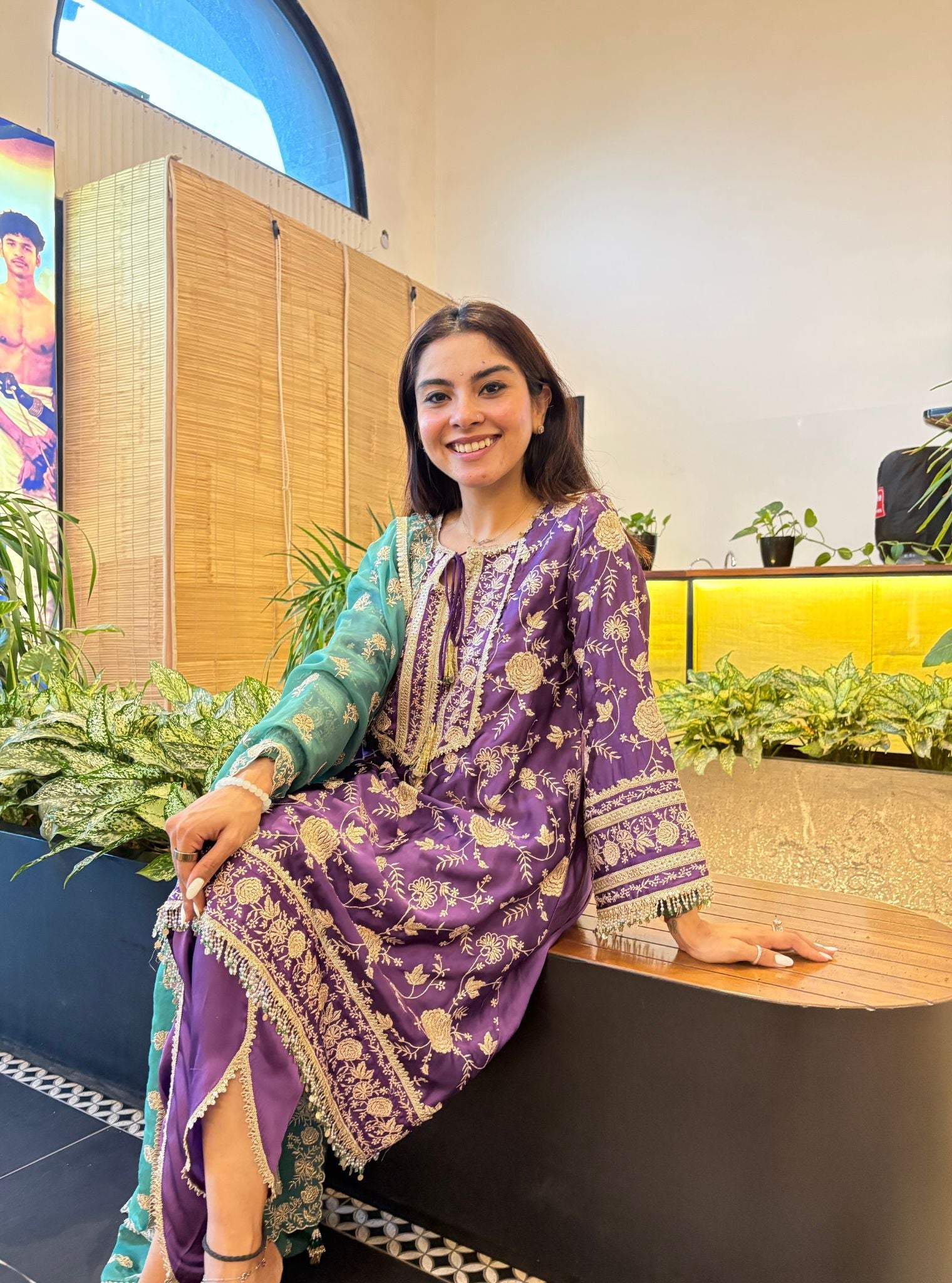 Sanae Cupro Satin Purple Kurta Set