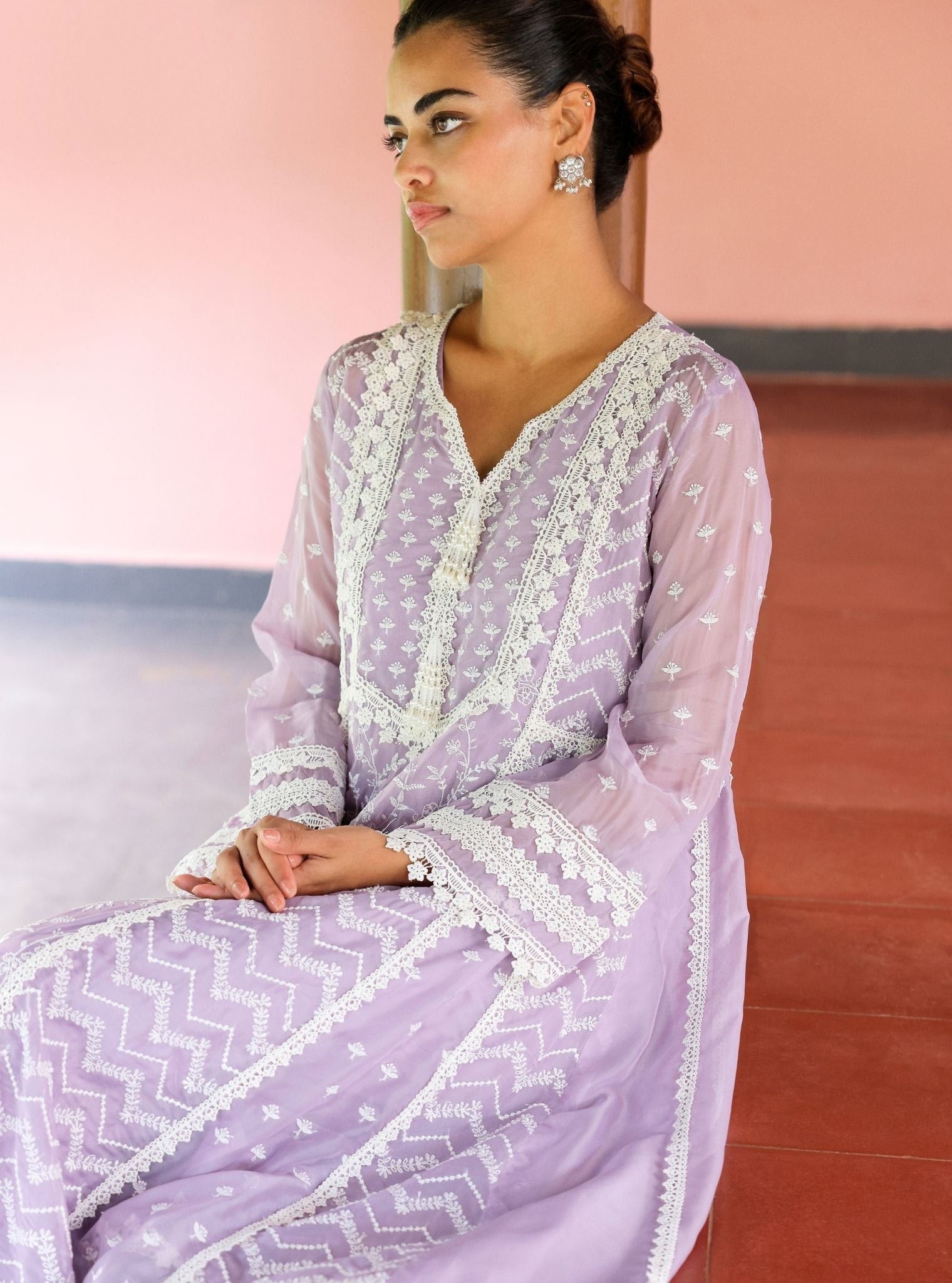 Keerth Organza Lavender Anarkali Kurta Set