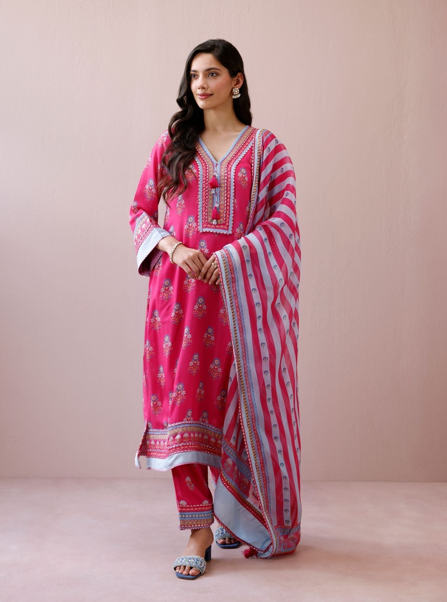 Zela Lawn Printed Fuchsia Kurta Set