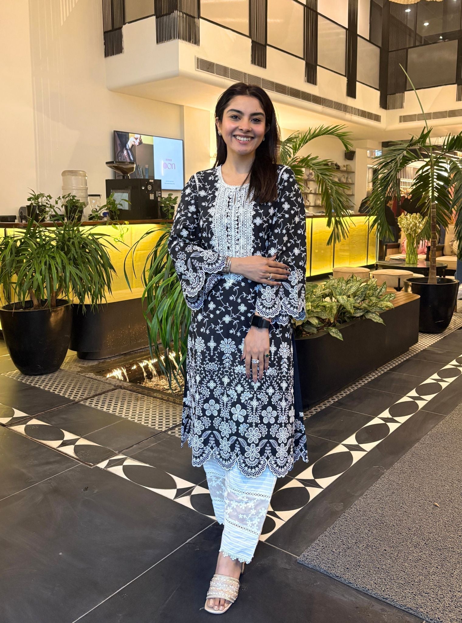 Gauri Supima Cotton Black Kurta Set