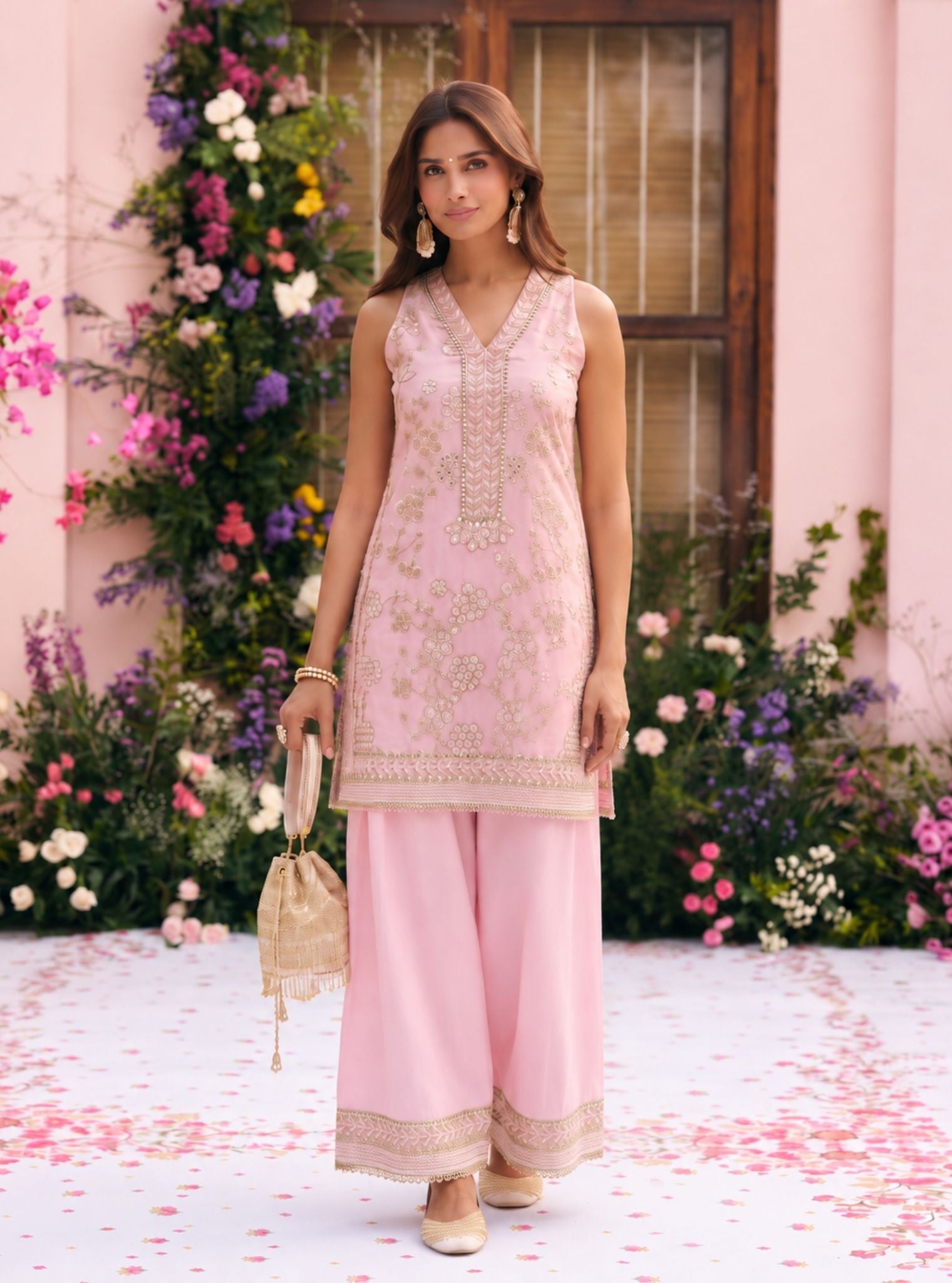 Jivara Supima Cotton Pink Kurta Set
