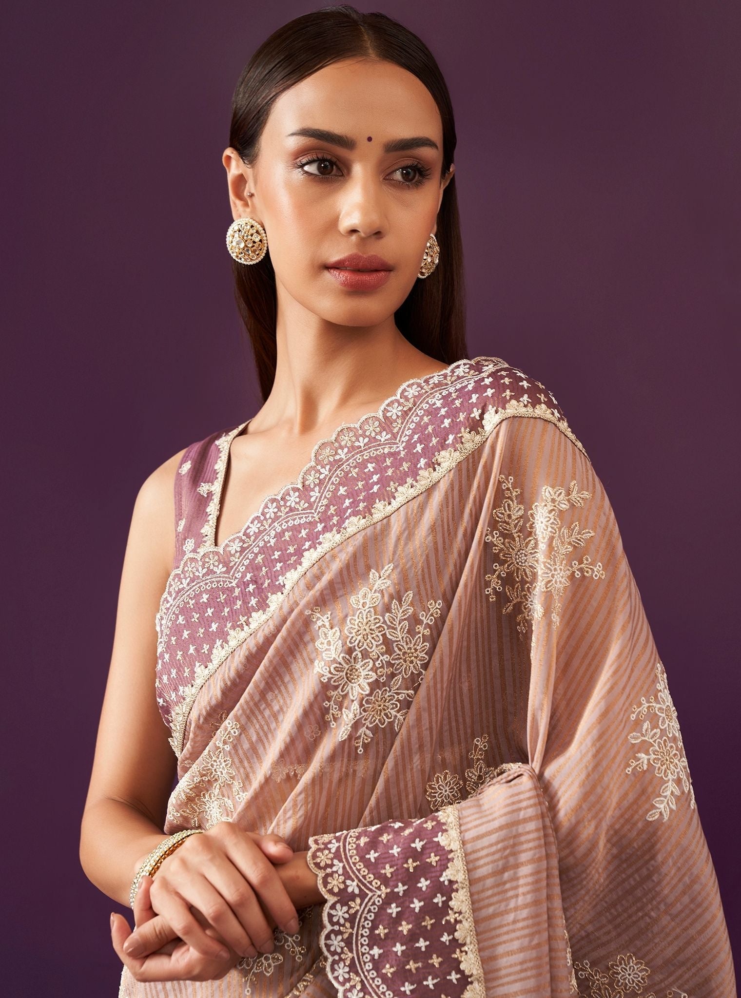 Mulmul Banarsi Aniyah Lilac Saree