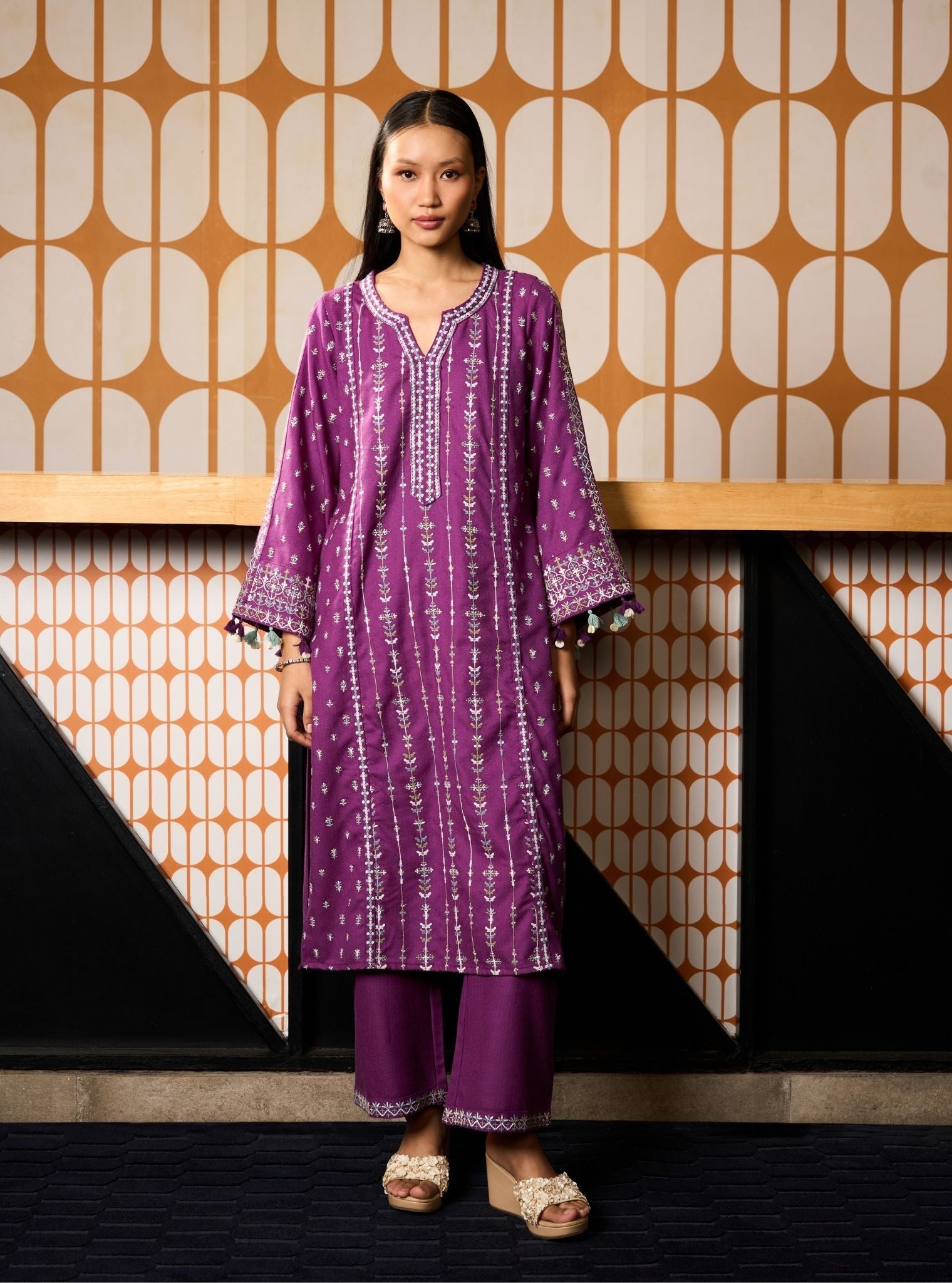 Phoebev Wool Purple Kurta Set