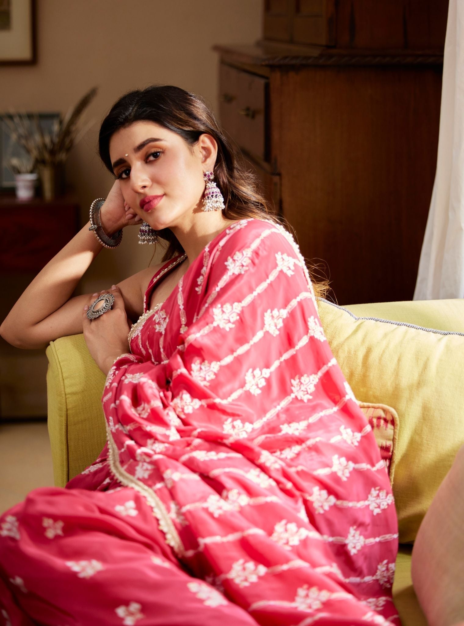 Dayika Crepe Red Saree