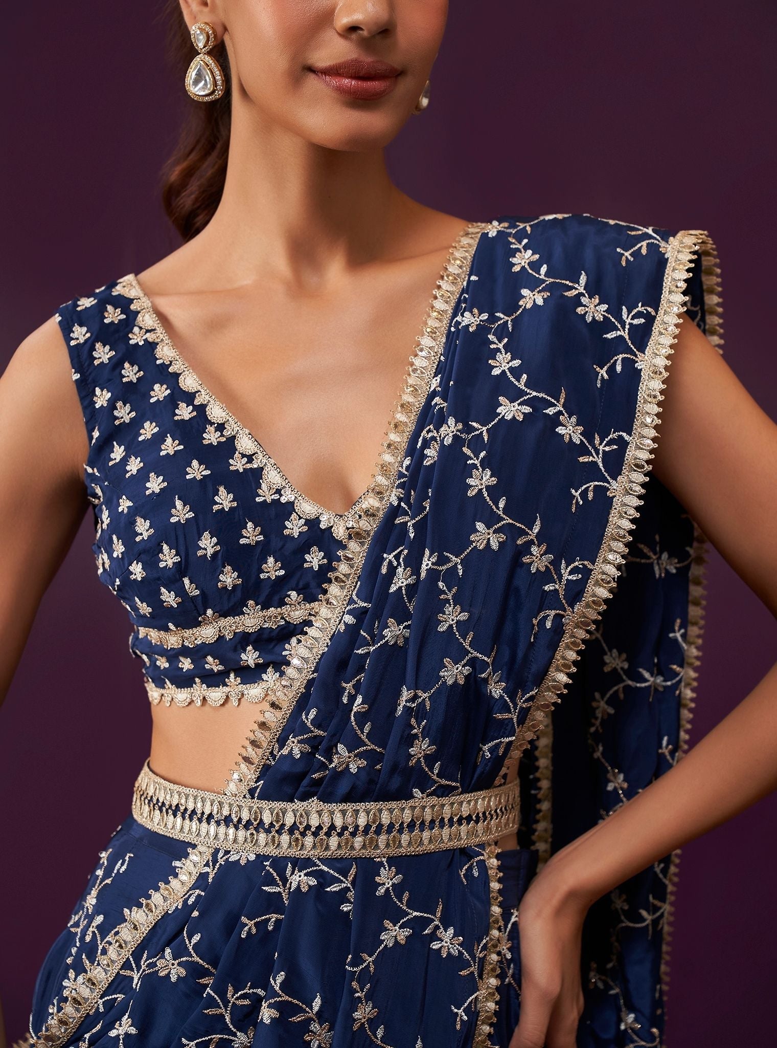 Ayana Crepe Navy Saree