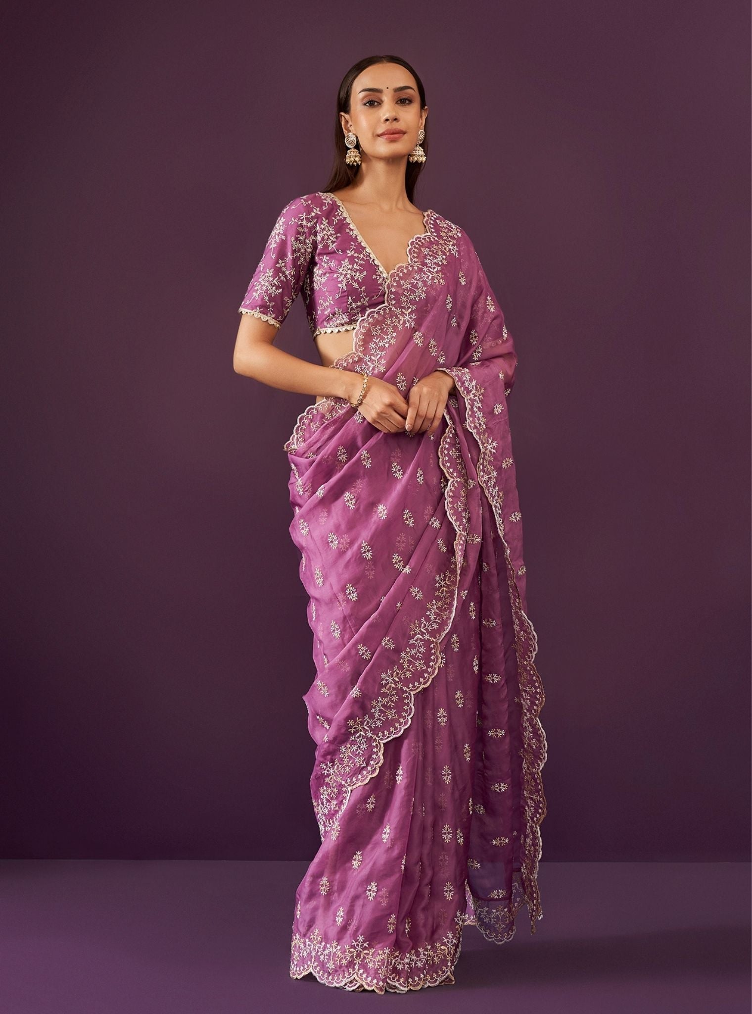 Mulmul Organza Kamlai Grape Saree