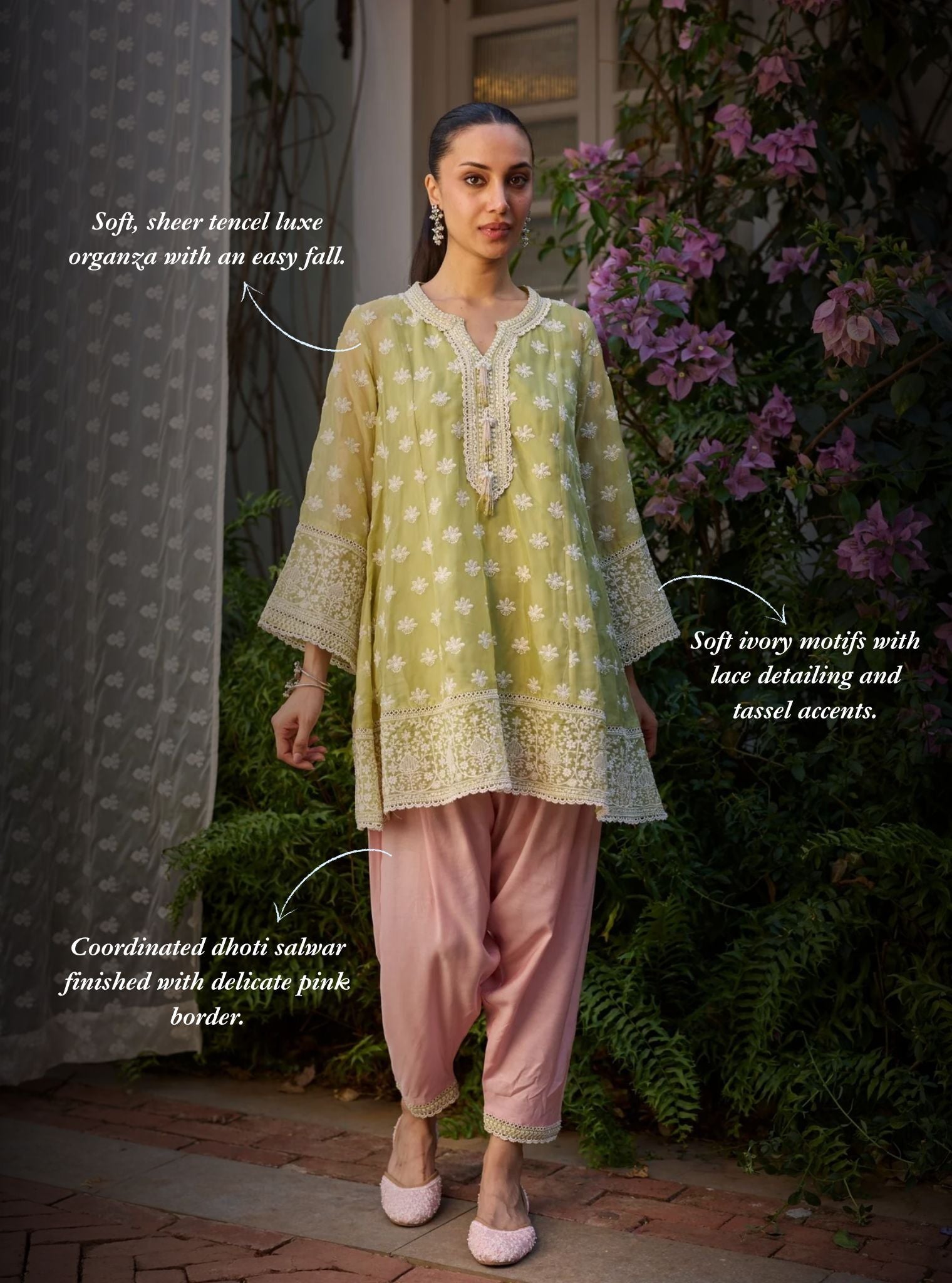 Taroa Organza Lime Kurta Set