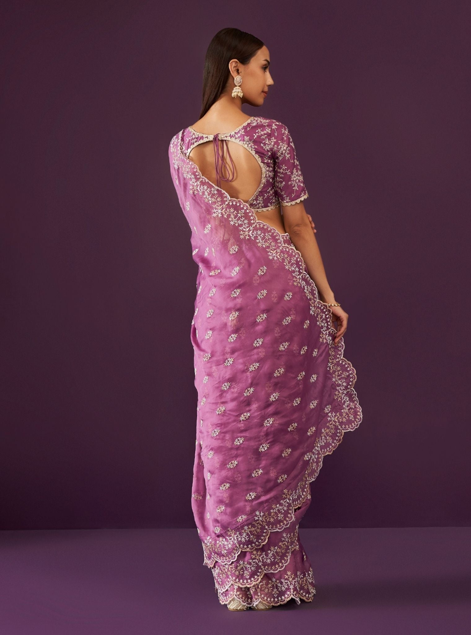 Mulmul Organza Kamlai Grape Saree