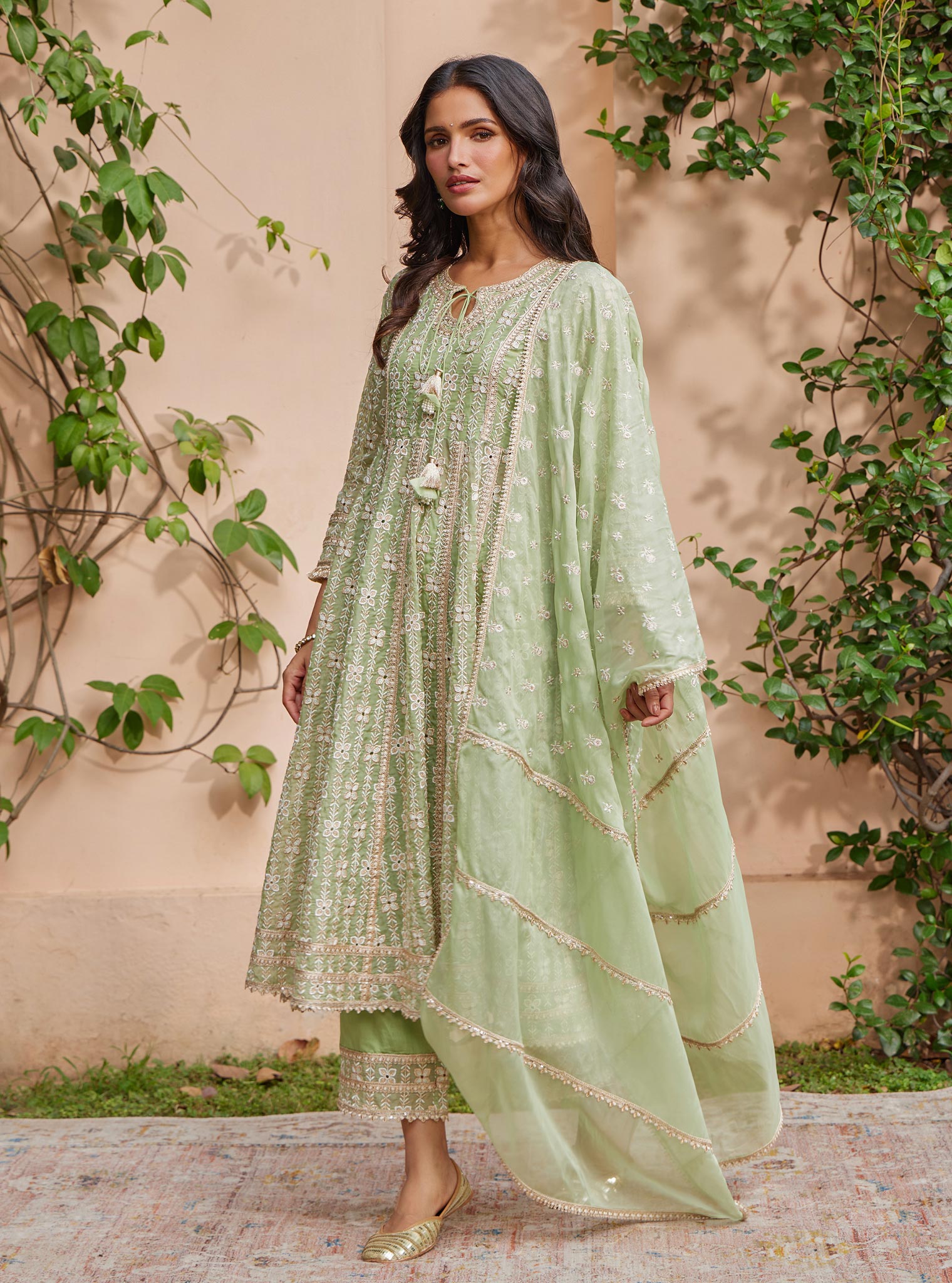 Mulmul Carvi Green Dupatta