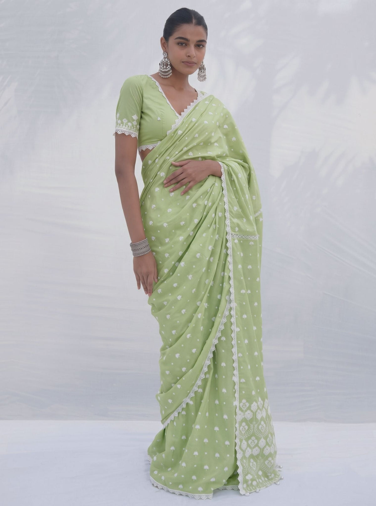 Chikli Supima Cotton Green Saree
