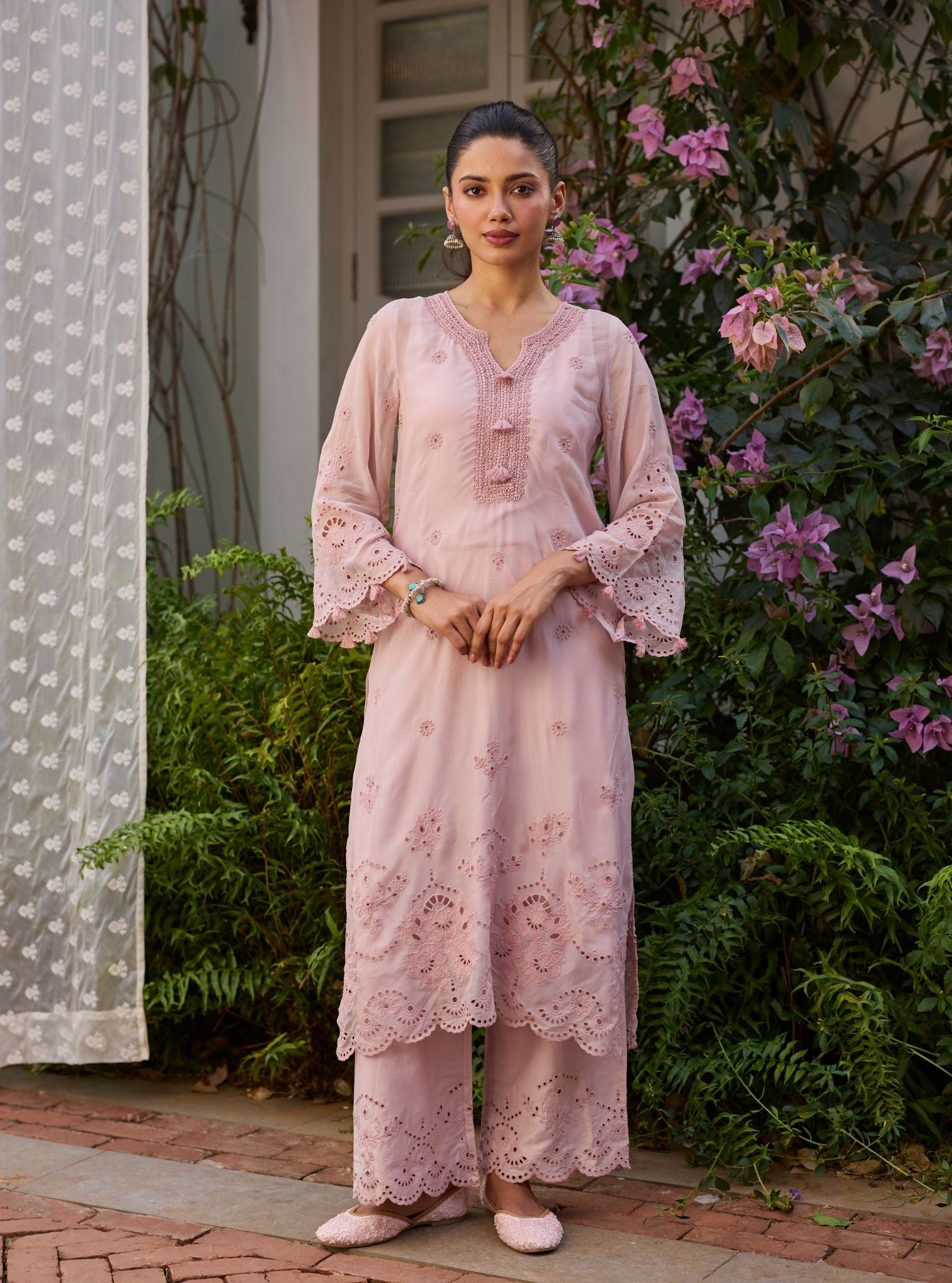 Miso Organza Dusty Pink Kurta Set