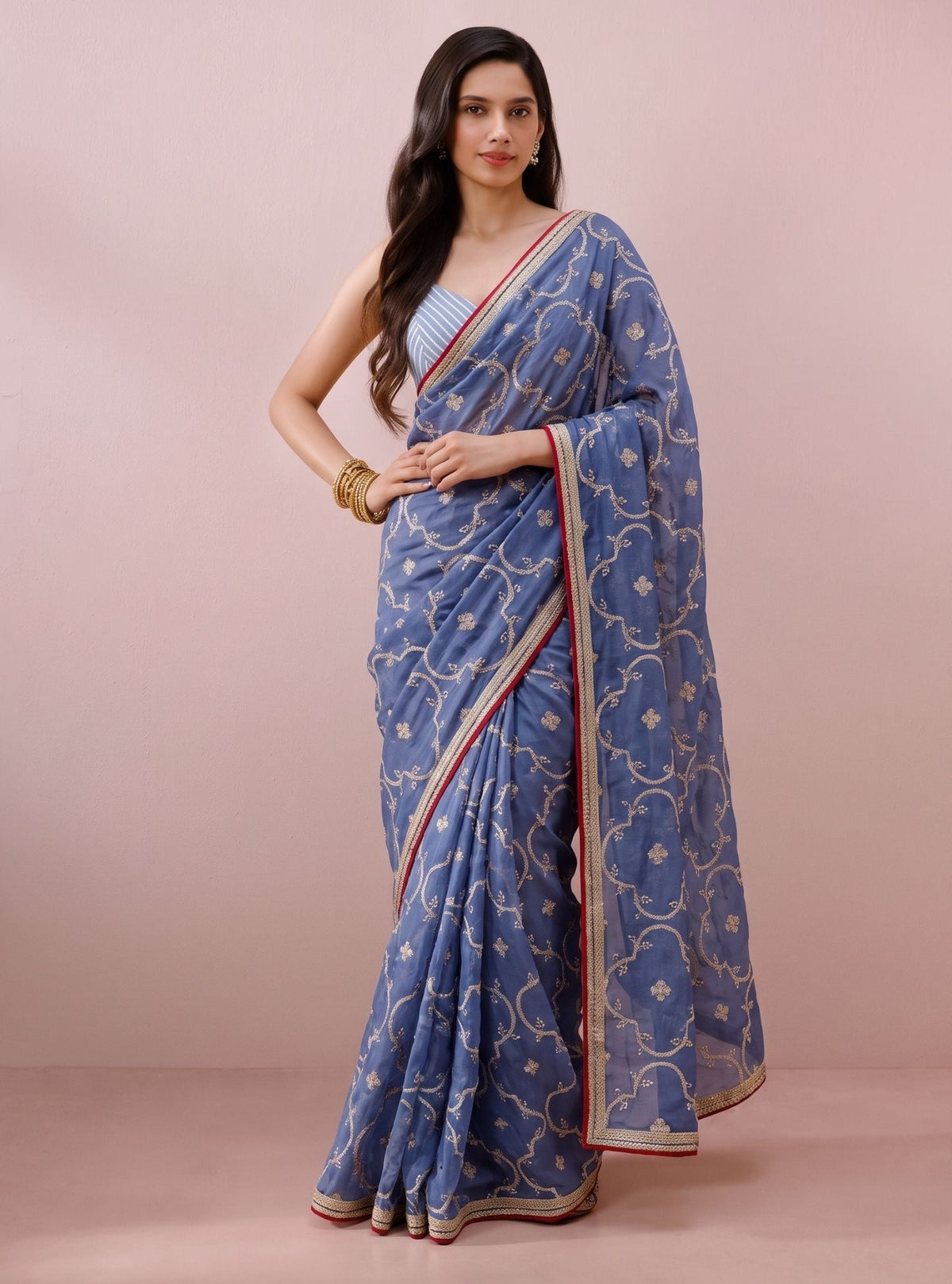Eshna Organza Navy Saree