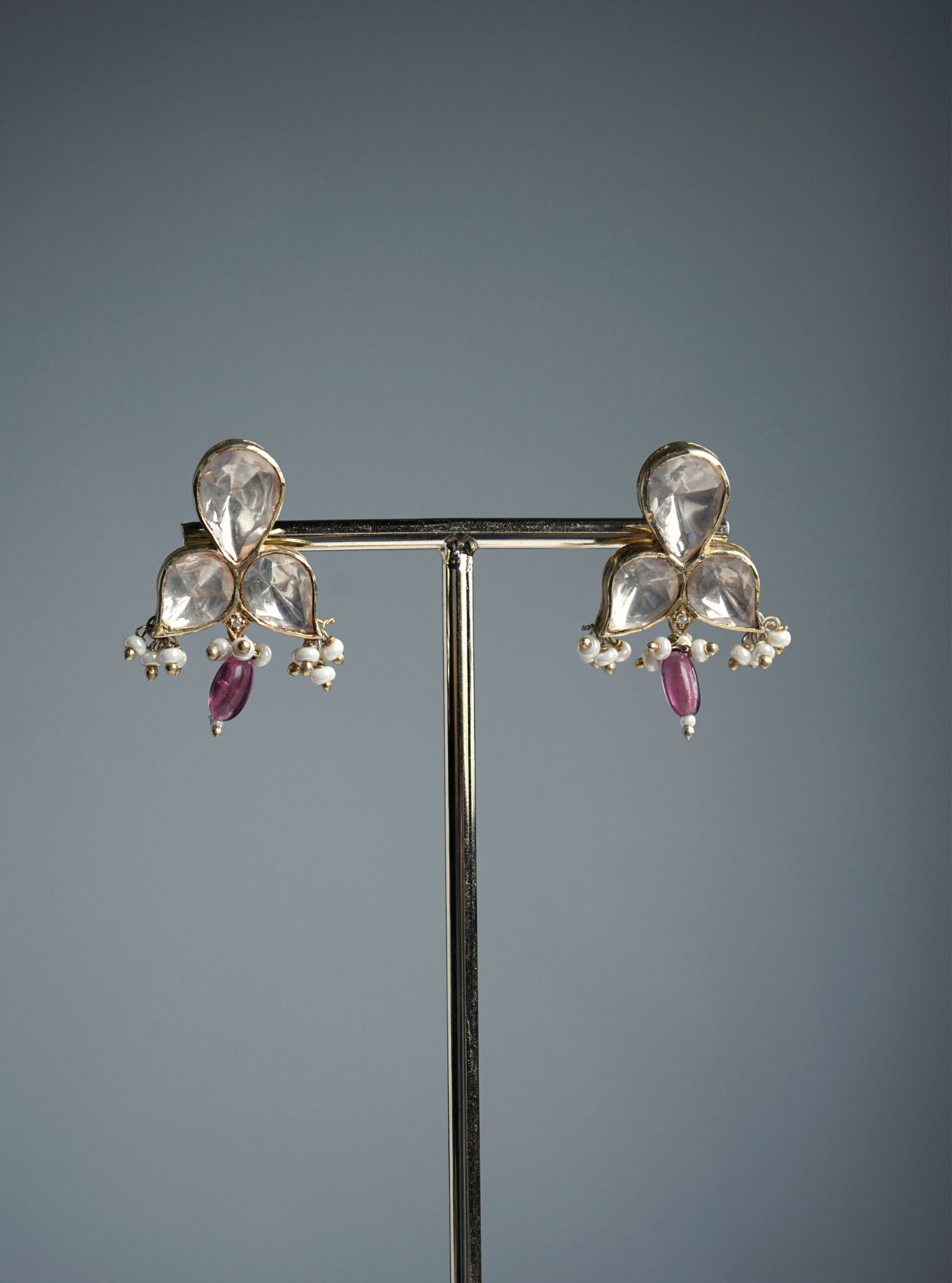 Pure Silver Drishti Pink Earring