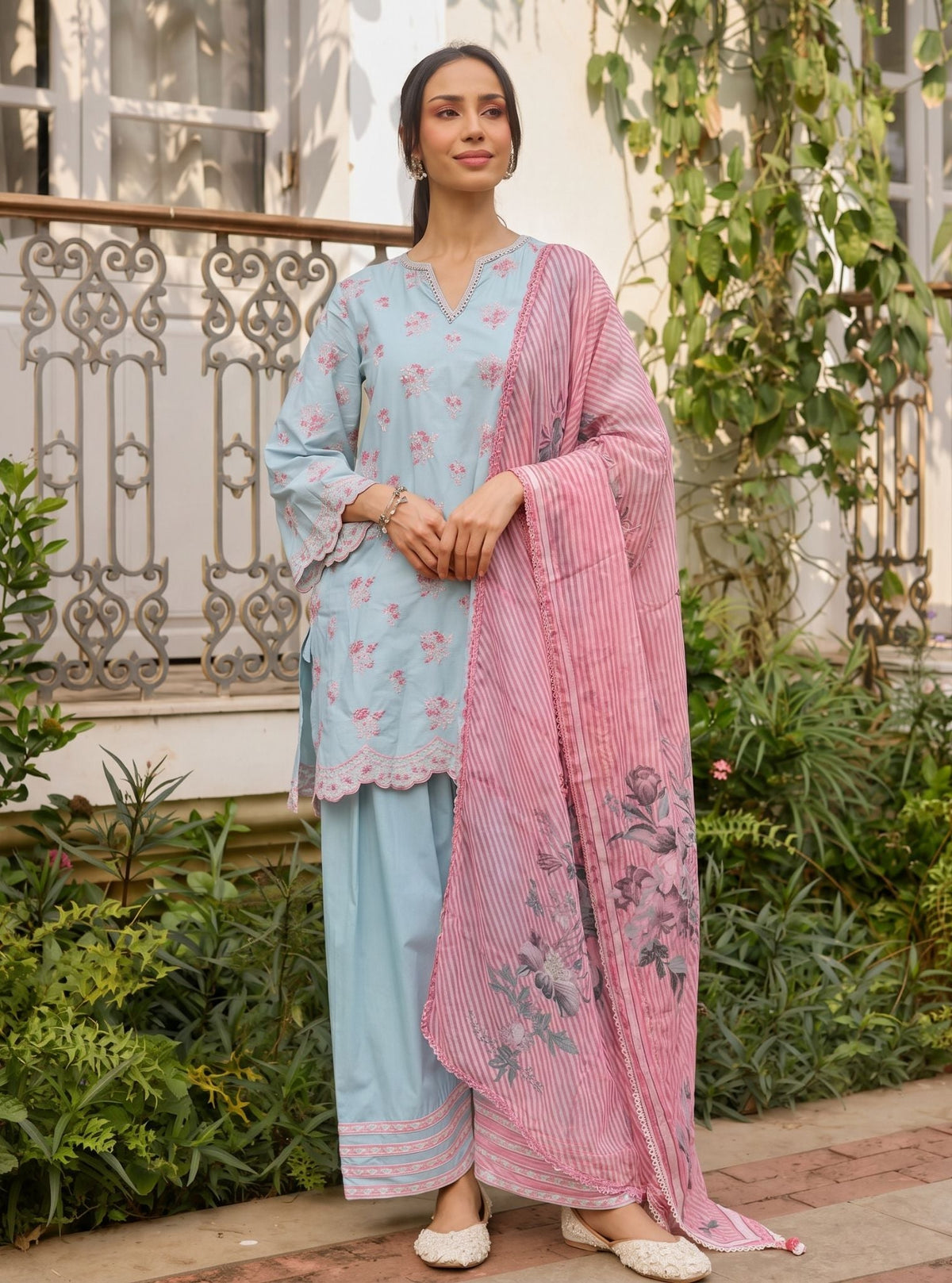 Aviya Supima Cotton Blue Kurta Set