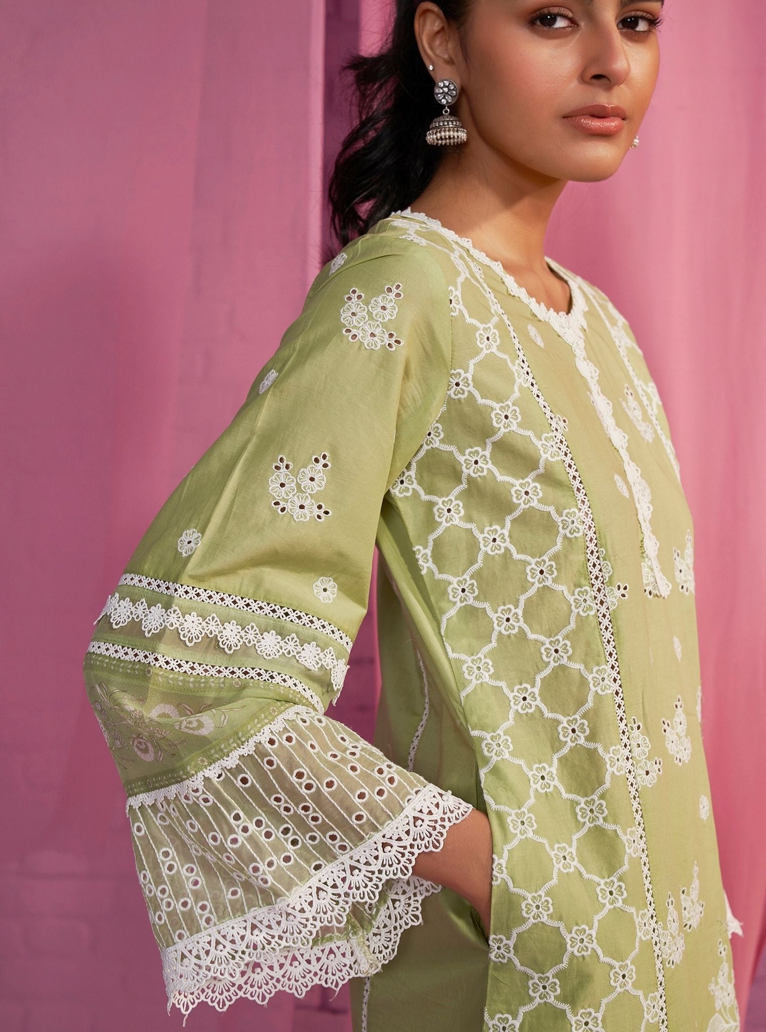 Dhitya Supima Cotton Light Green Kurta Set