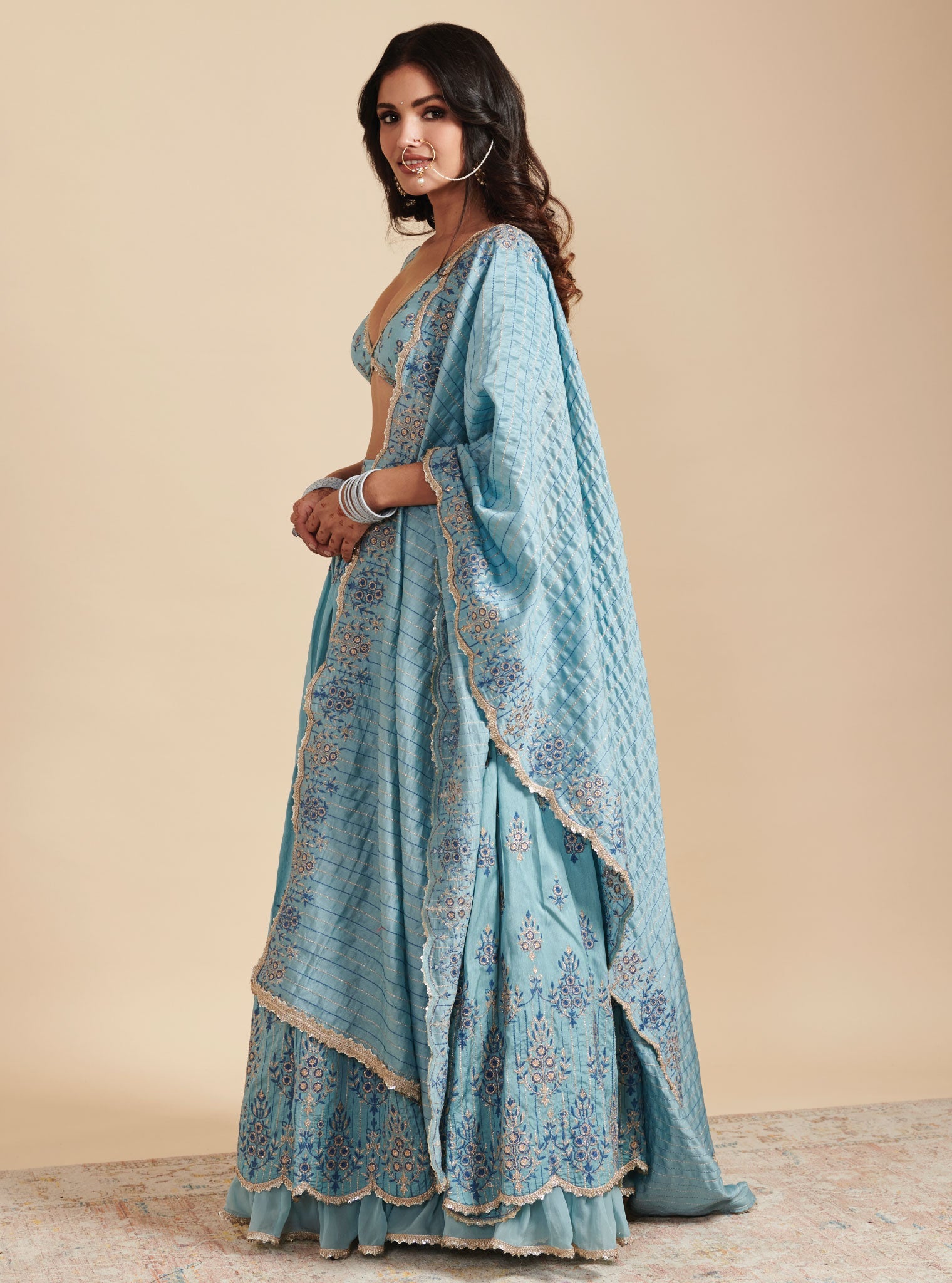 Mulmul Bahaara Blue Dupatta