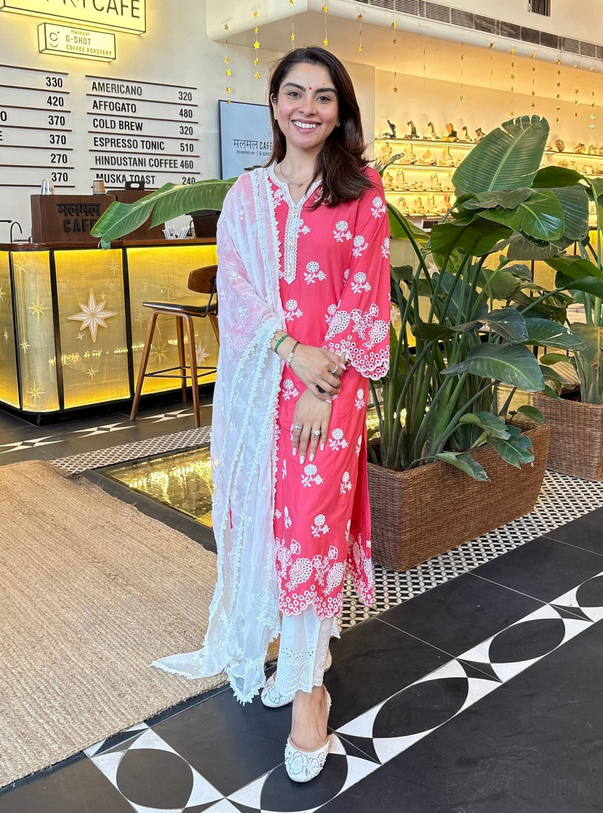 Dahna Supima Cotton Fuschia Kurta Set