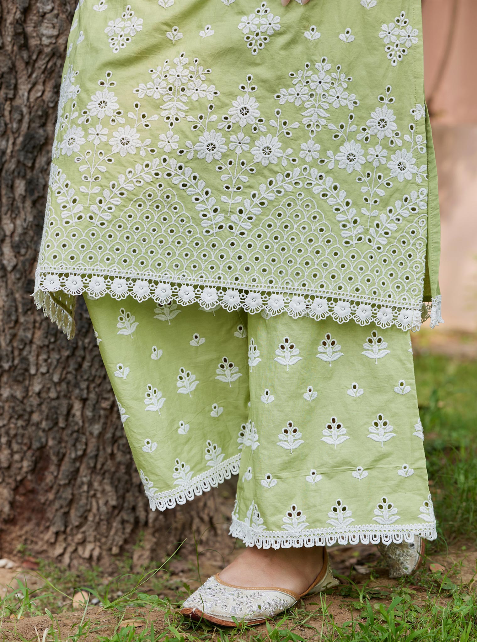 Mulmul Supima Cotton Peehu Green Pant