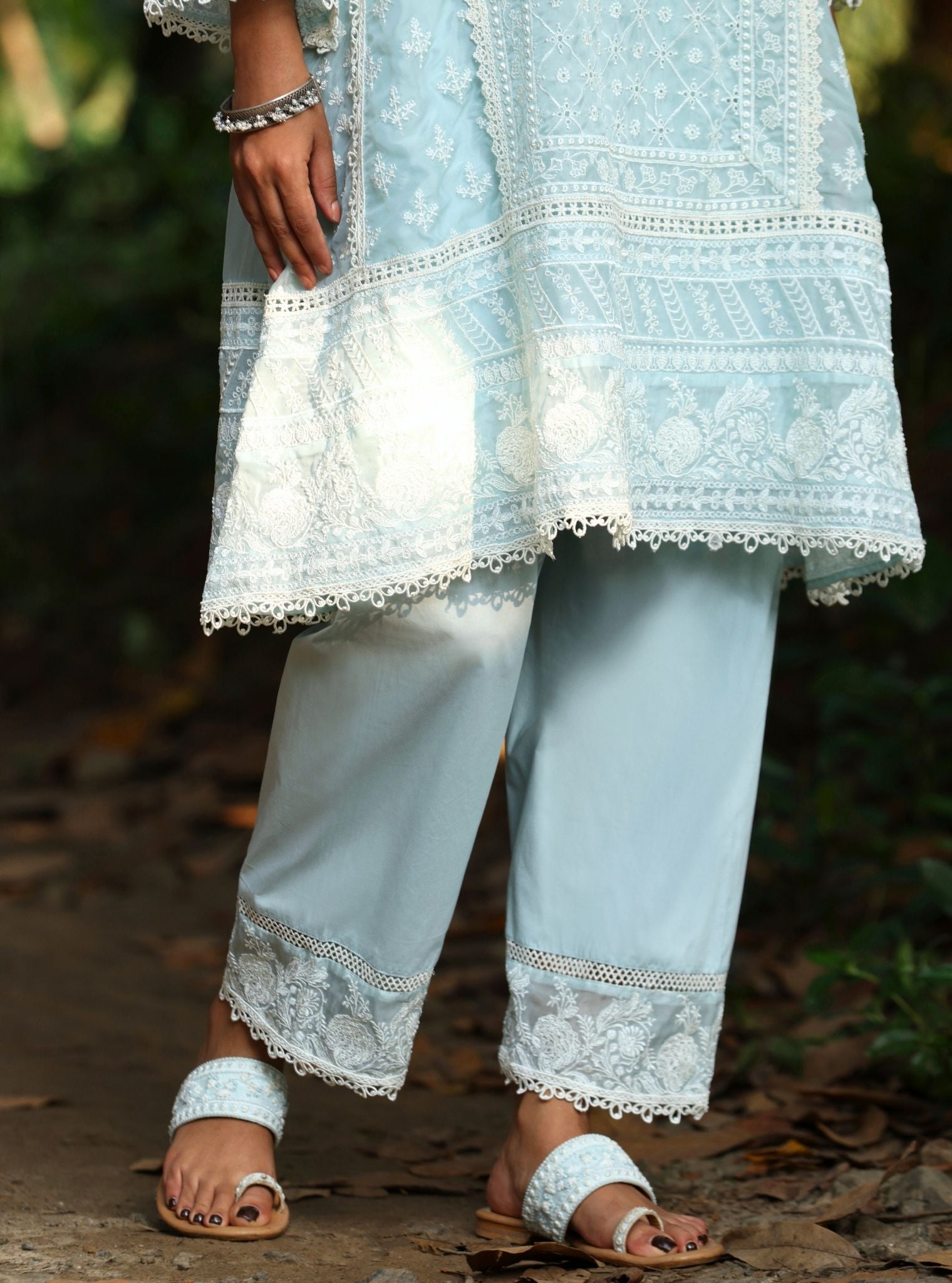Sritha Organza Blue Kurta Set