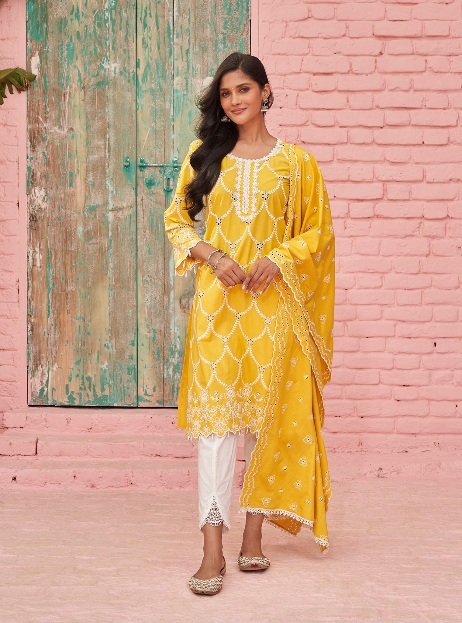 Mulmul Cotton Aashay Yellow Kurta