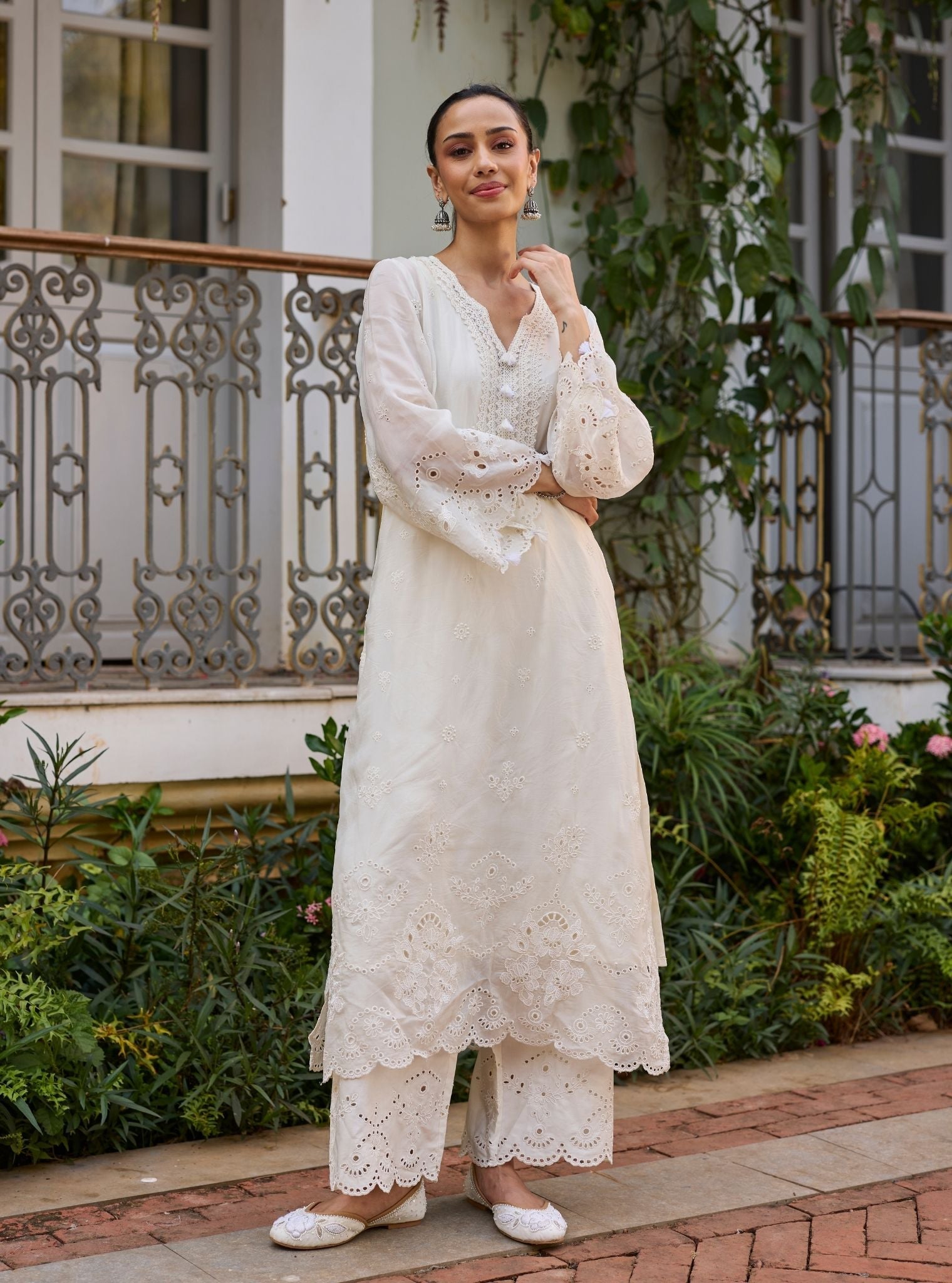 Miso Organza Off White Kurta Set