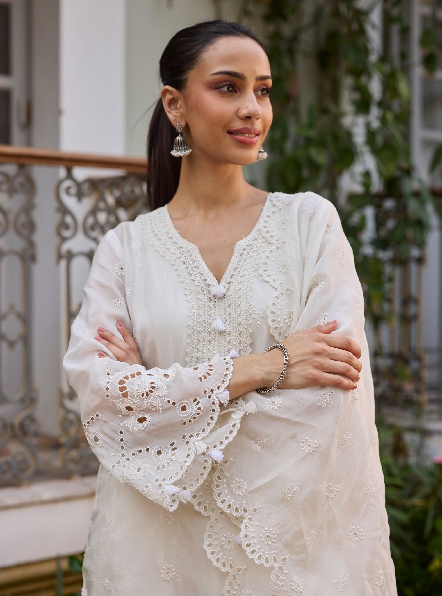 Miso Organza Off White Kurta Set