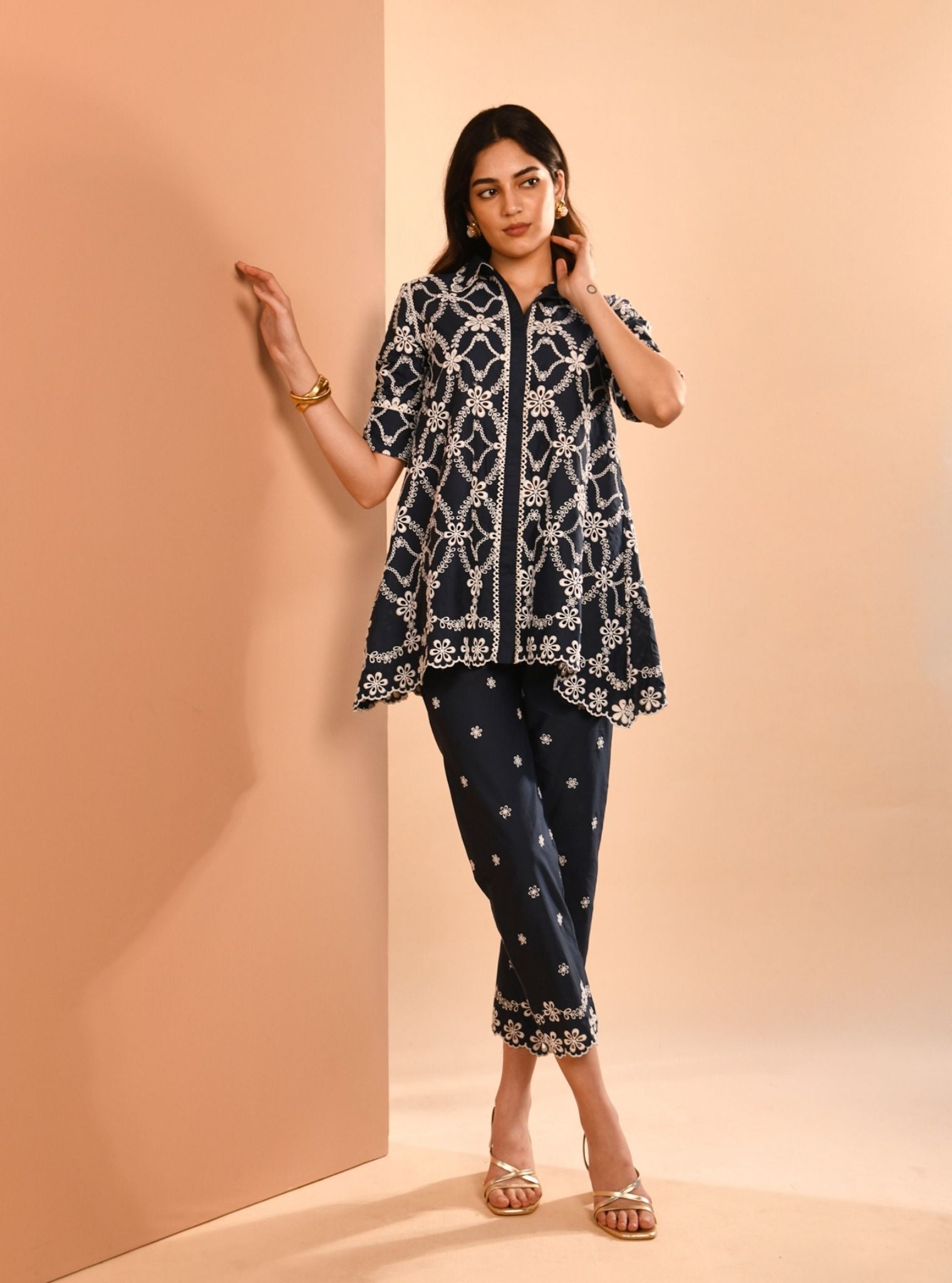 Prue Cotton Navy Co-ord Set