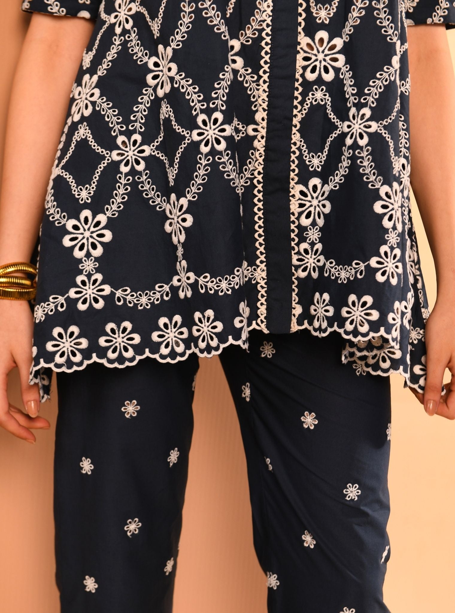 Mulmul Cotton Prue Navy Shirt With Mulmul Cotton Prue Navy Pant