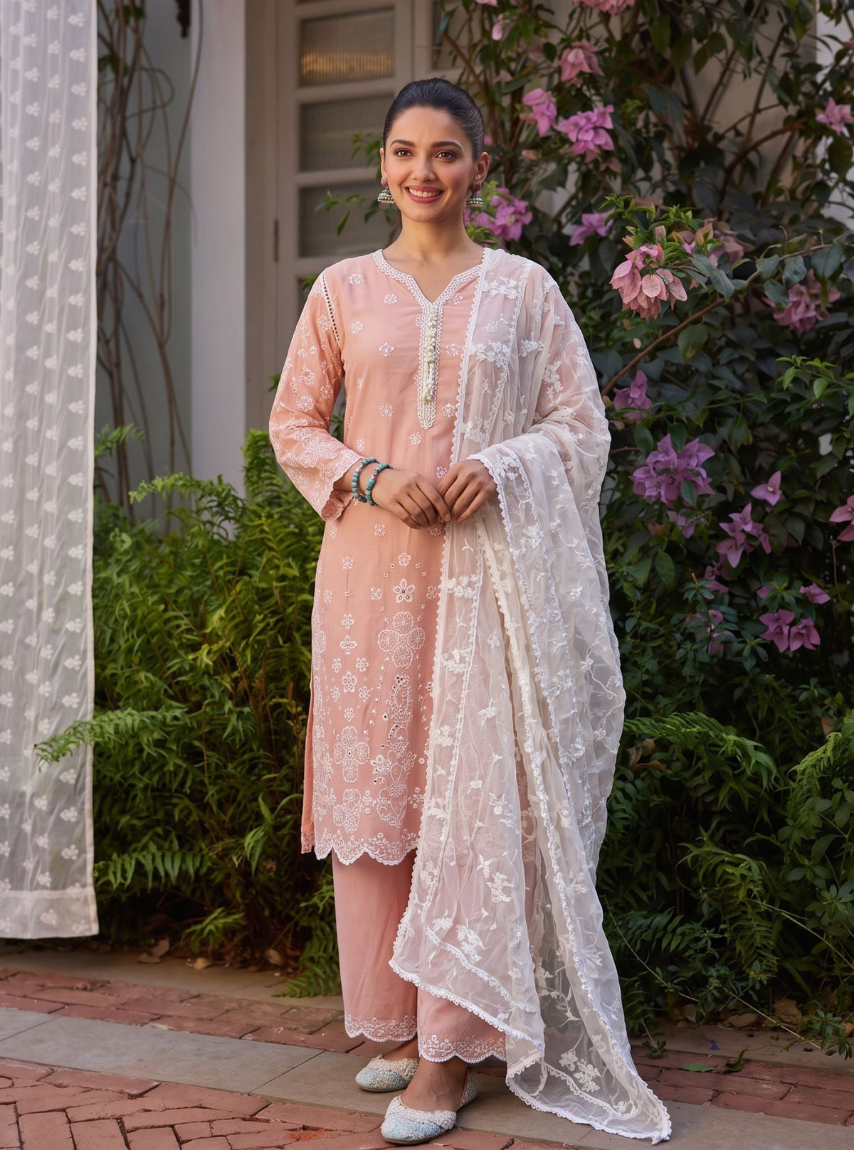 Zunae Supima Cotton Beige Kurta Set