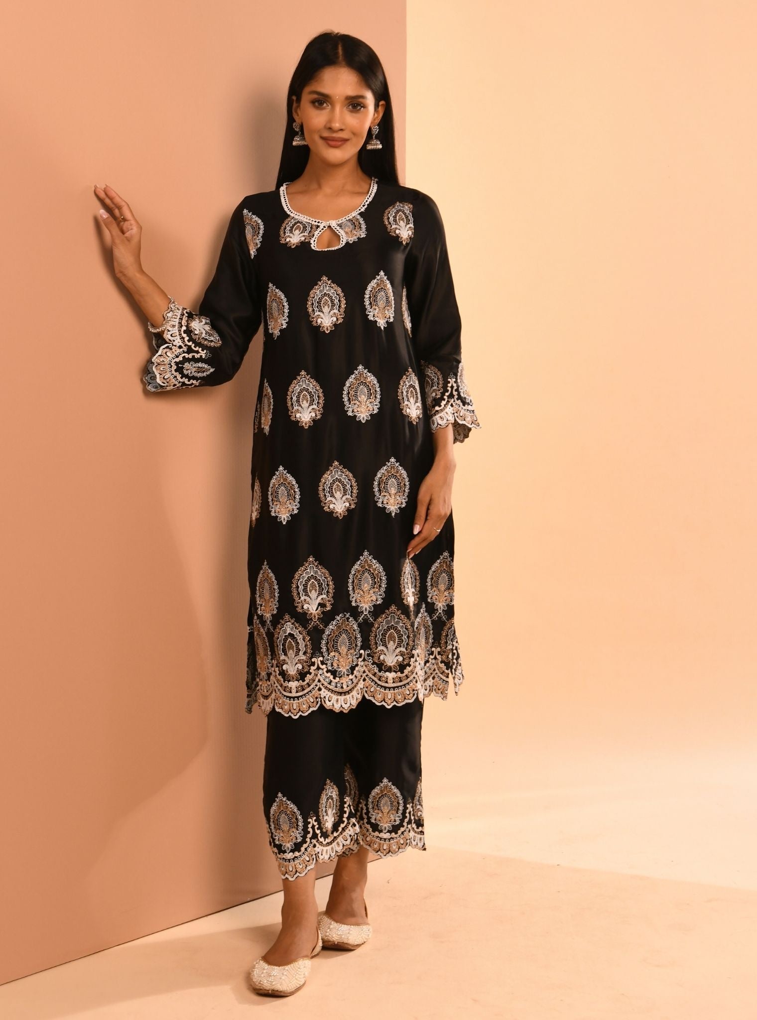 Mulmul Cupro Sydney Black Kurta