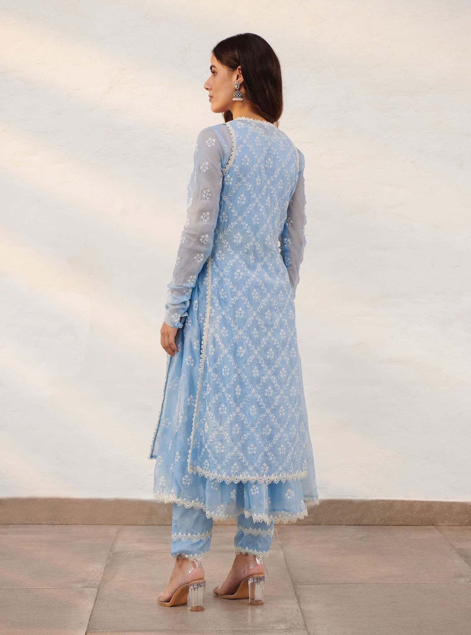 Mulmul Organza Essex Anarkali Kurta with Organza Jacket