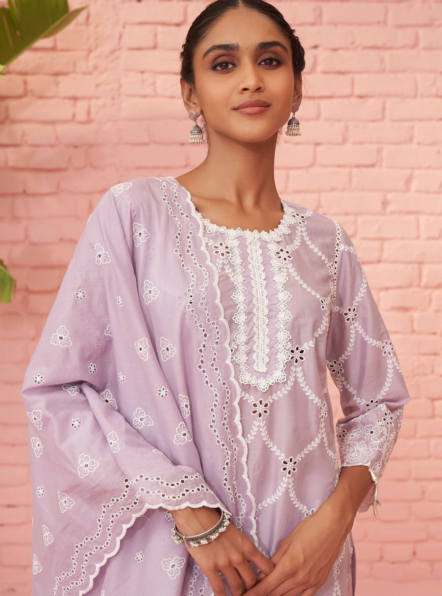 Mulmul Supima Cotton Aashay Lilac Kurta