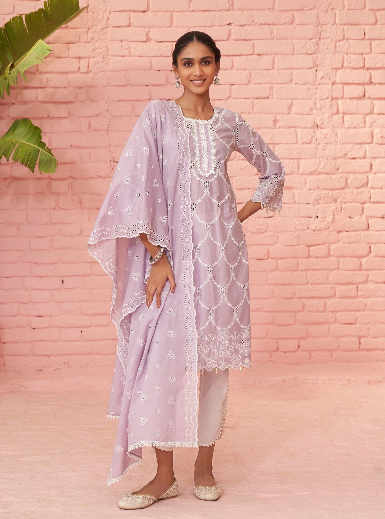 Mulmul Supima Cotton Aashay Lilac Kurta