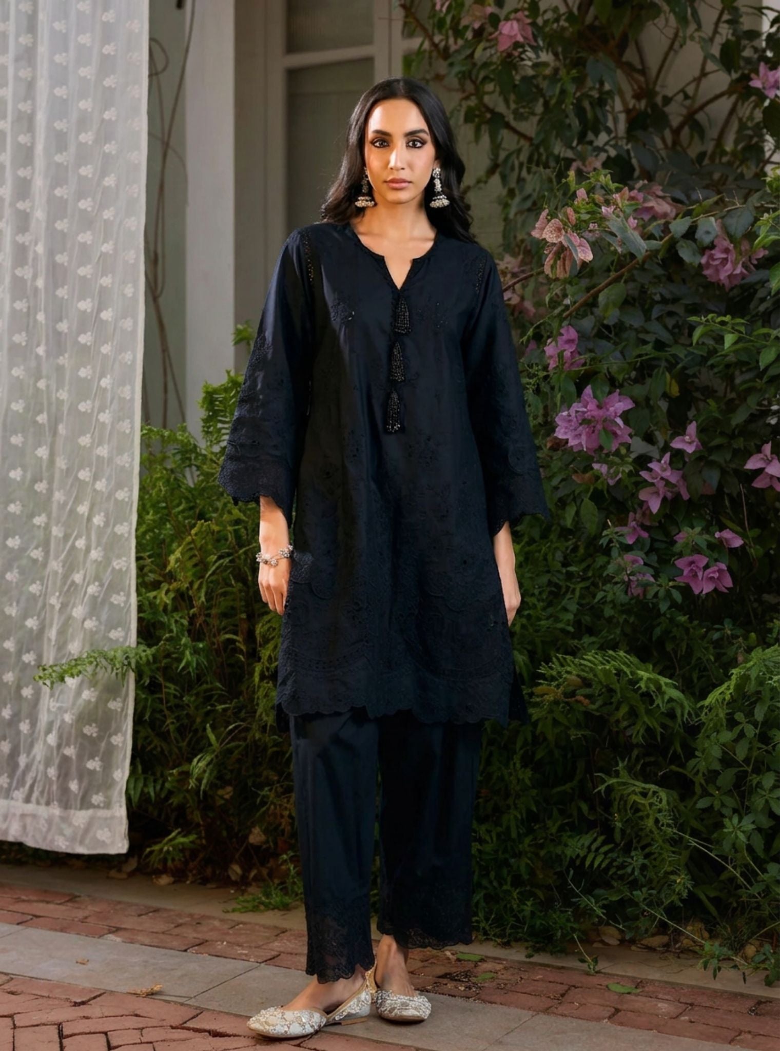 Riva Supima Cotton Black Kurta Set