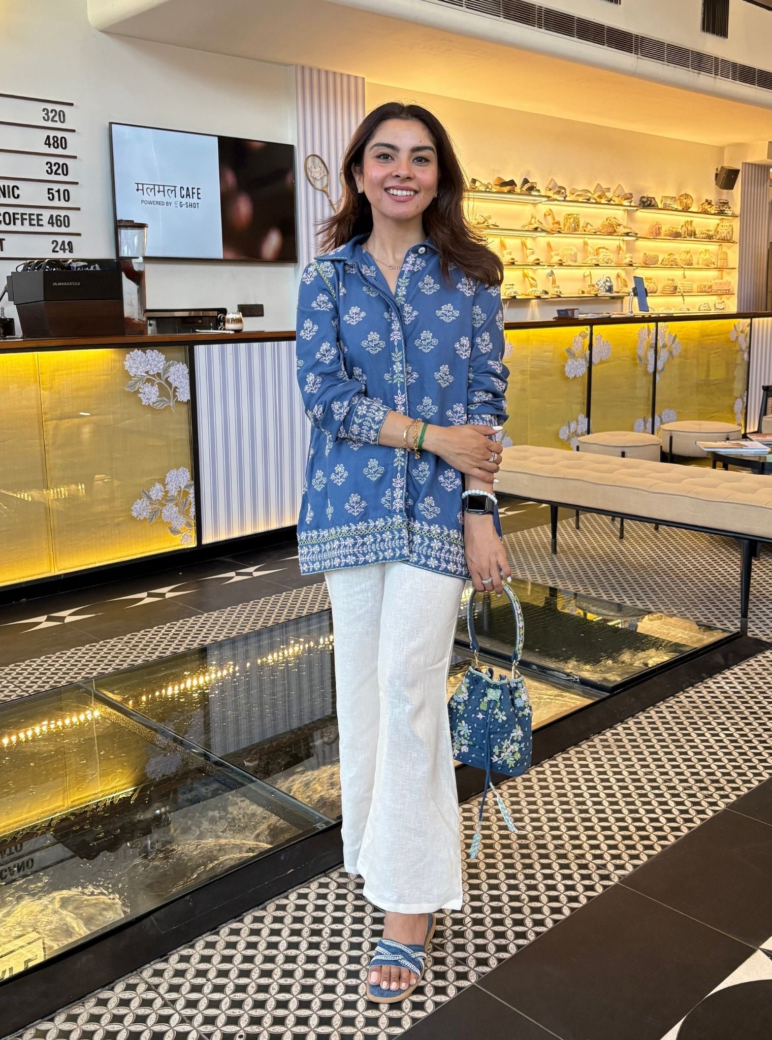 Vaani Linen Steel Blue Shirt with Saelys Pant